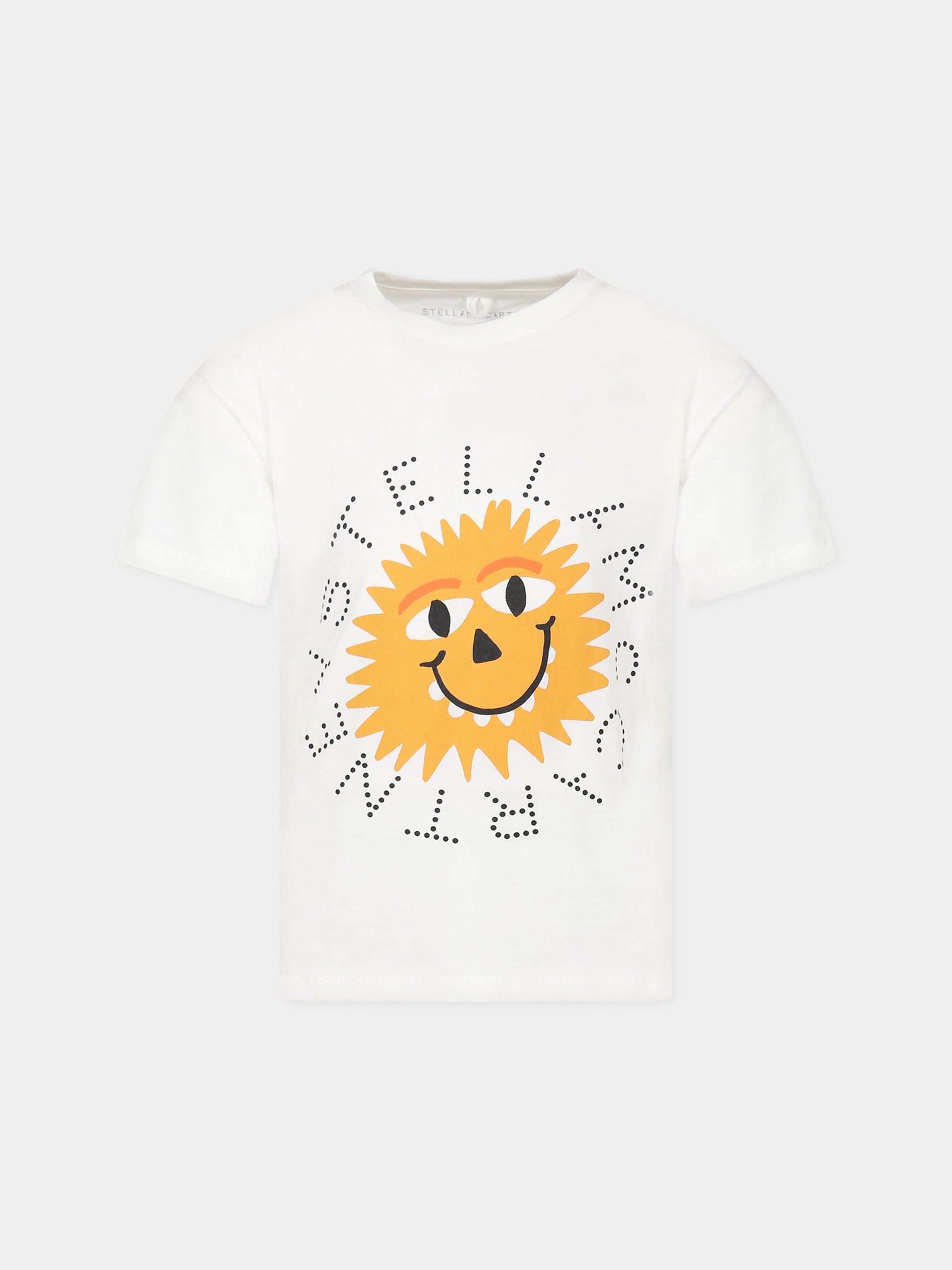 T-shirt bianca per bambino con stampa e logo,Stella Mccartney Kids,TT8S01 Z0434 101