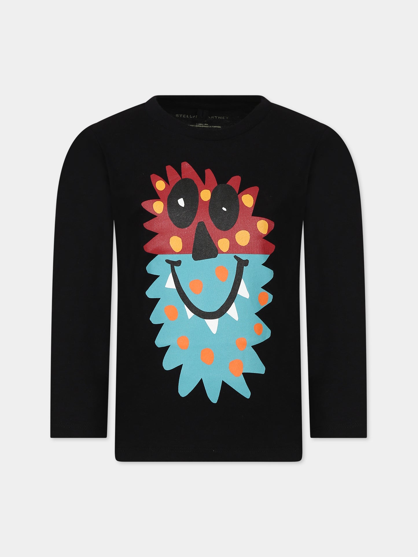 T-shirt nera per bambino con stampa e logo,Stella Mccartney Kids,TT8S90 Z0434 930