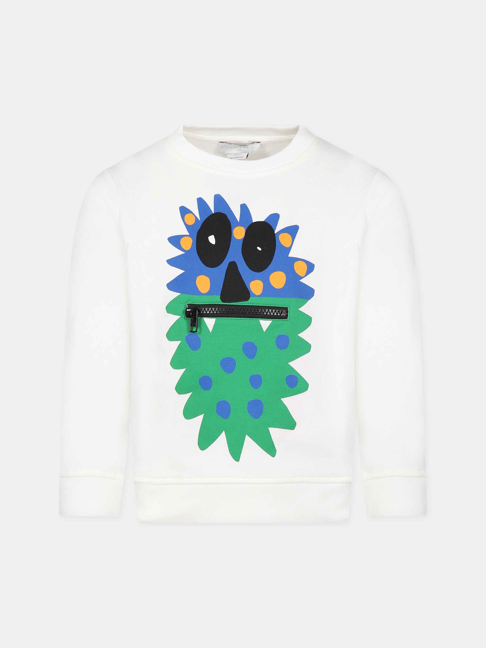 Felpa bianca per bambino con stampa,Stella Mccartney Kids,TT4Q50 Z0447 101