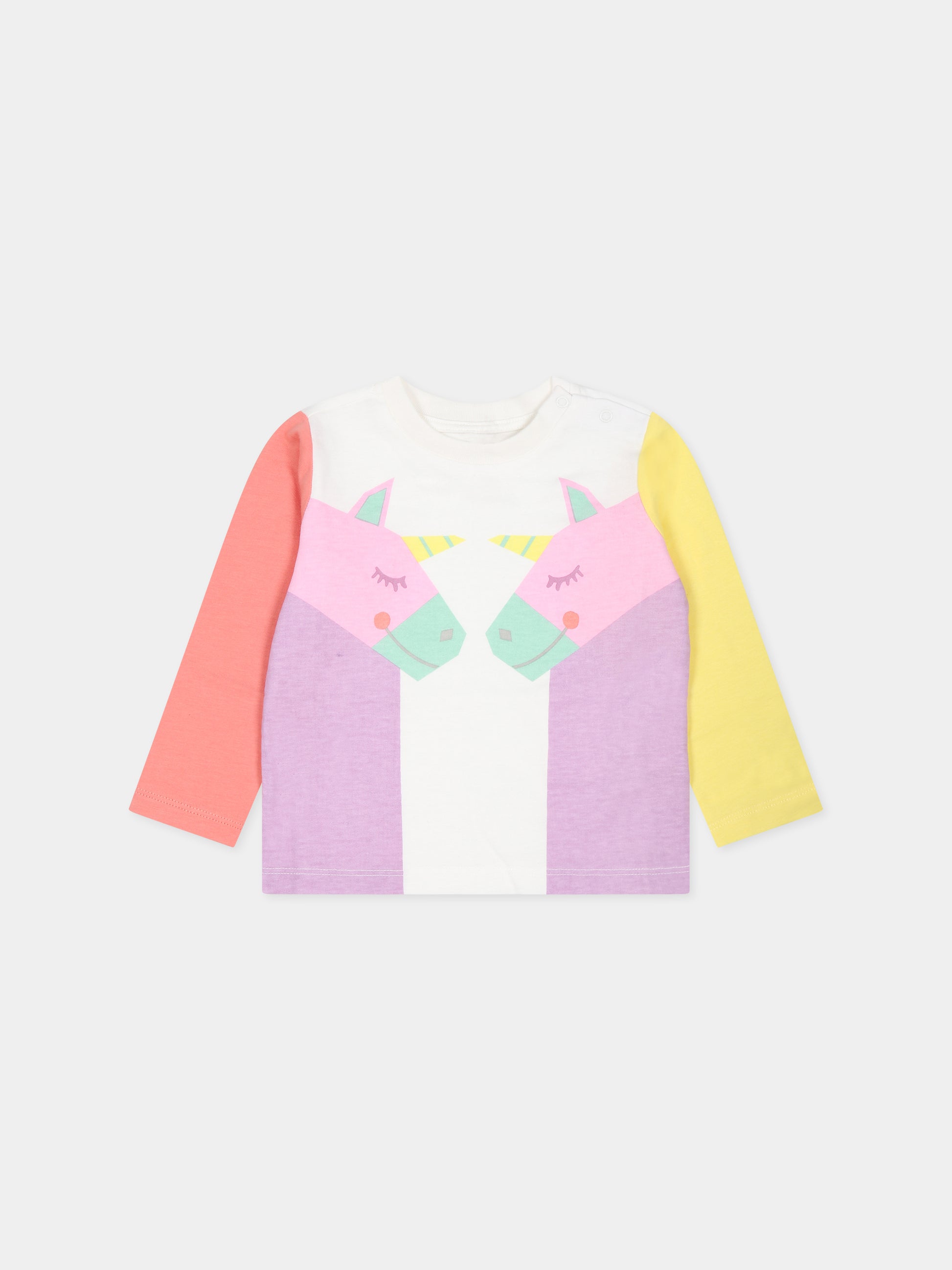 T-shirt bianca per neonata con unicorni,Stella Mccartney Kids,TT8120 Z0434 101