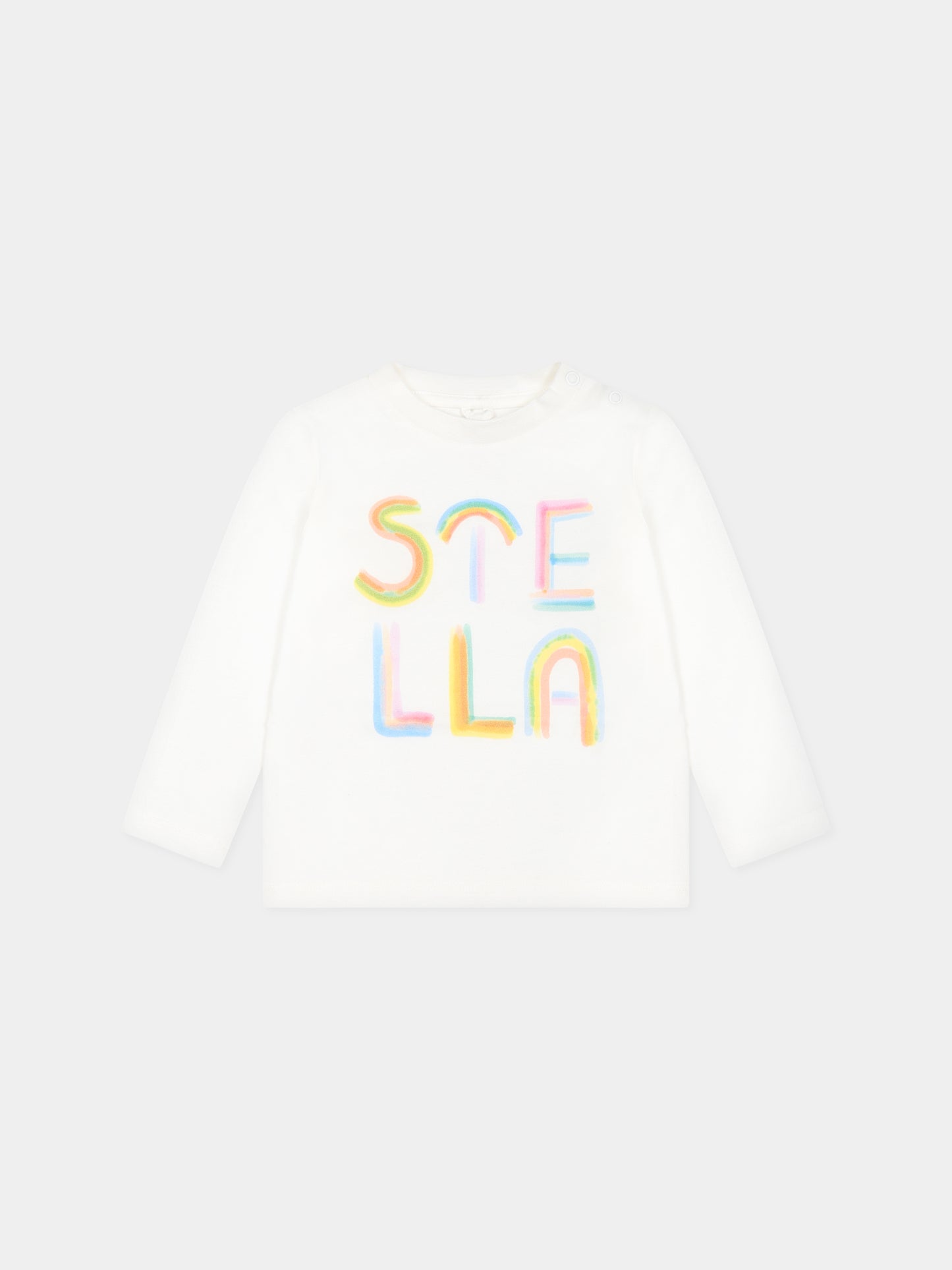 T-shirt bianca per neonata con logo,Stella Mccartney Kids,TT8080 Z0434 101