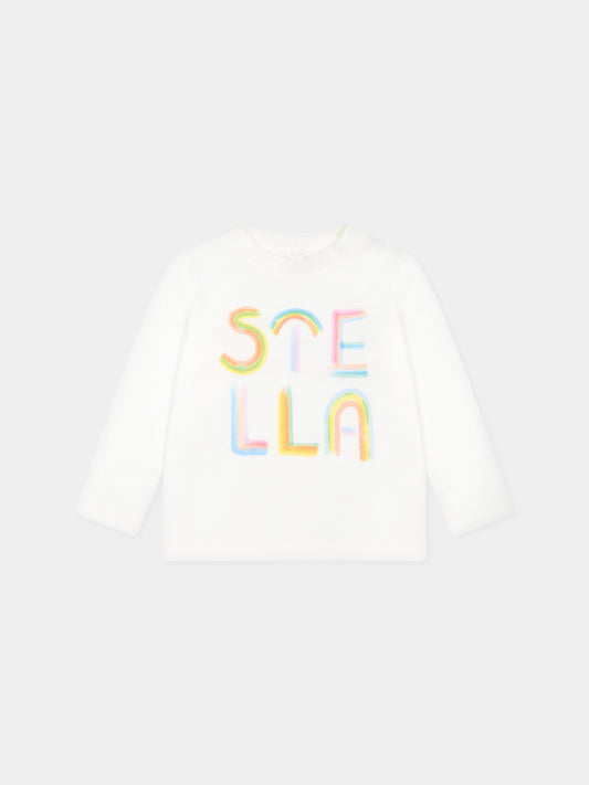 T-shirt bianca per neonata con logo,Stella Mccartney Kids,TT8080 Z0434 101