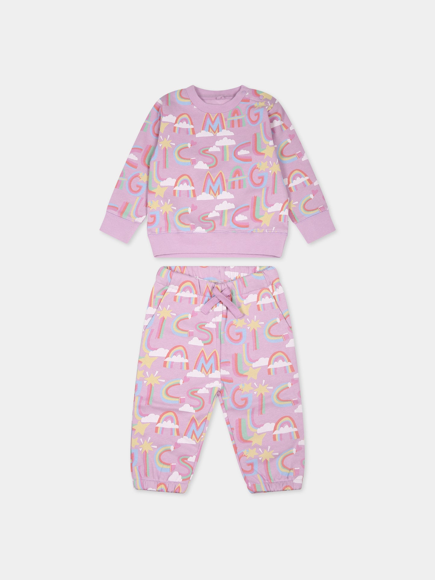 Completo viola per neonata con stelle e nuvole,Stella Mccartney Kids,TT3010 Z1568 516MC