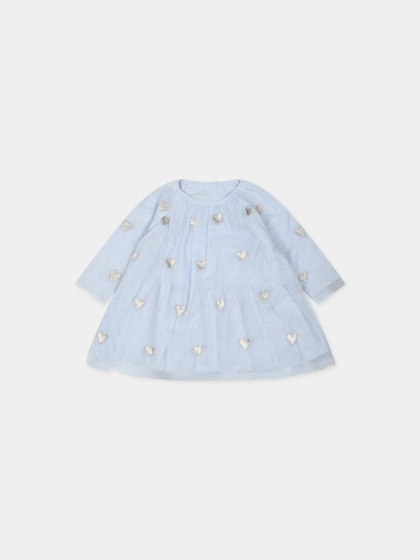Vestito celeste per neonata con cuori,Stella Mccartney Kids,TT1051 Z1309 602EM
