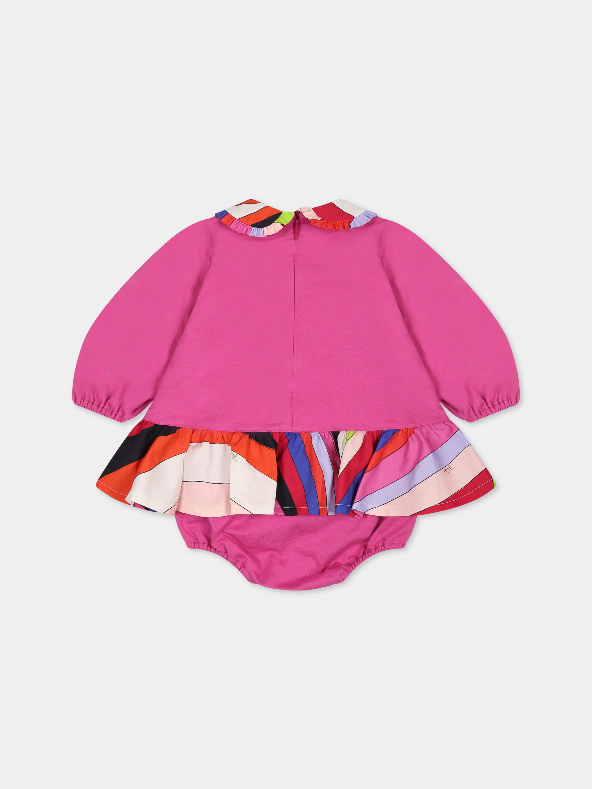 Vestito fucsia per neonata con logo,Emilio Pucci Junior,PT1030 F0009 543