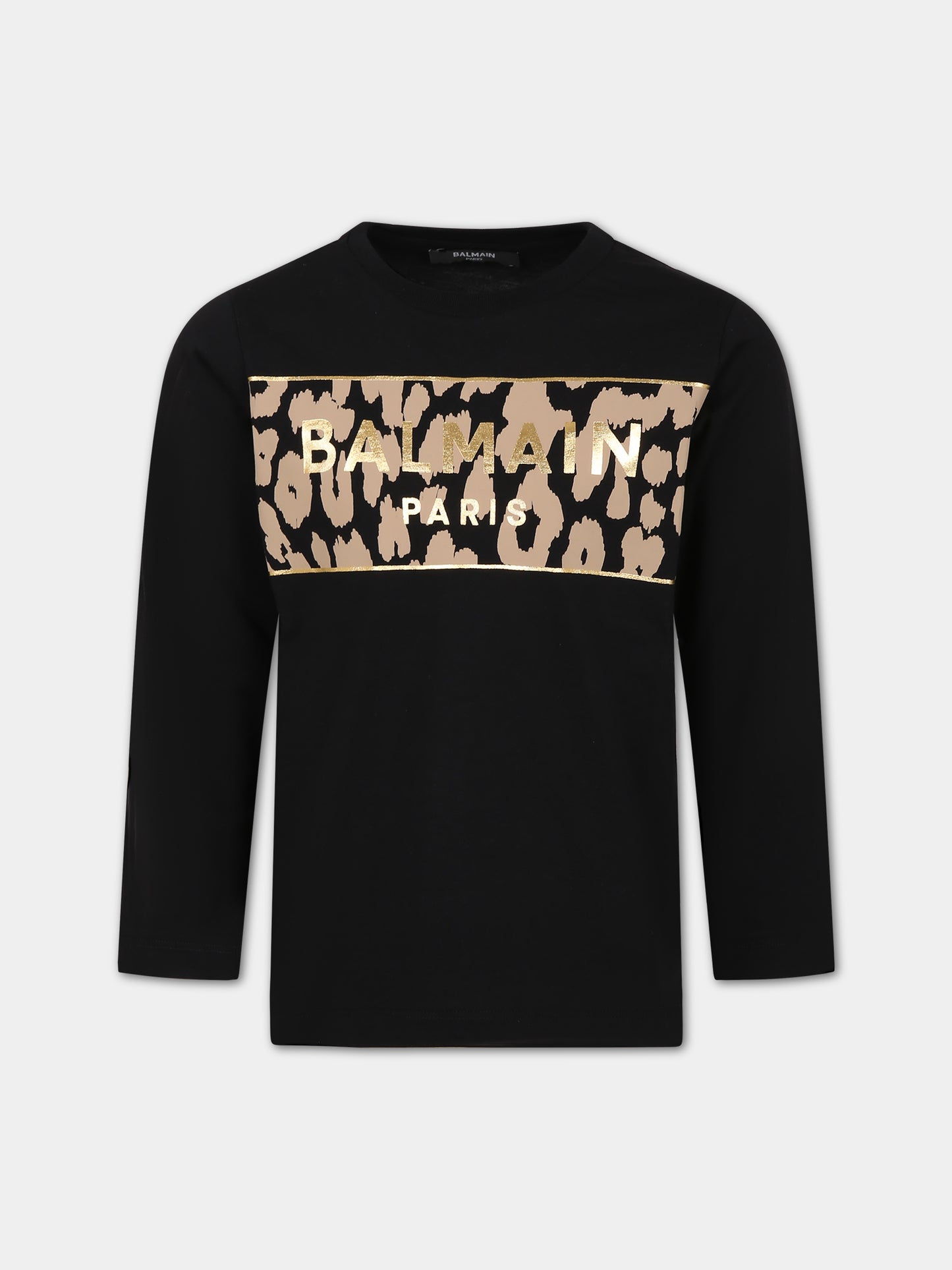 T-shirt nera per bambina con logo,Balmain Kids,BT8R30 Z0082 930