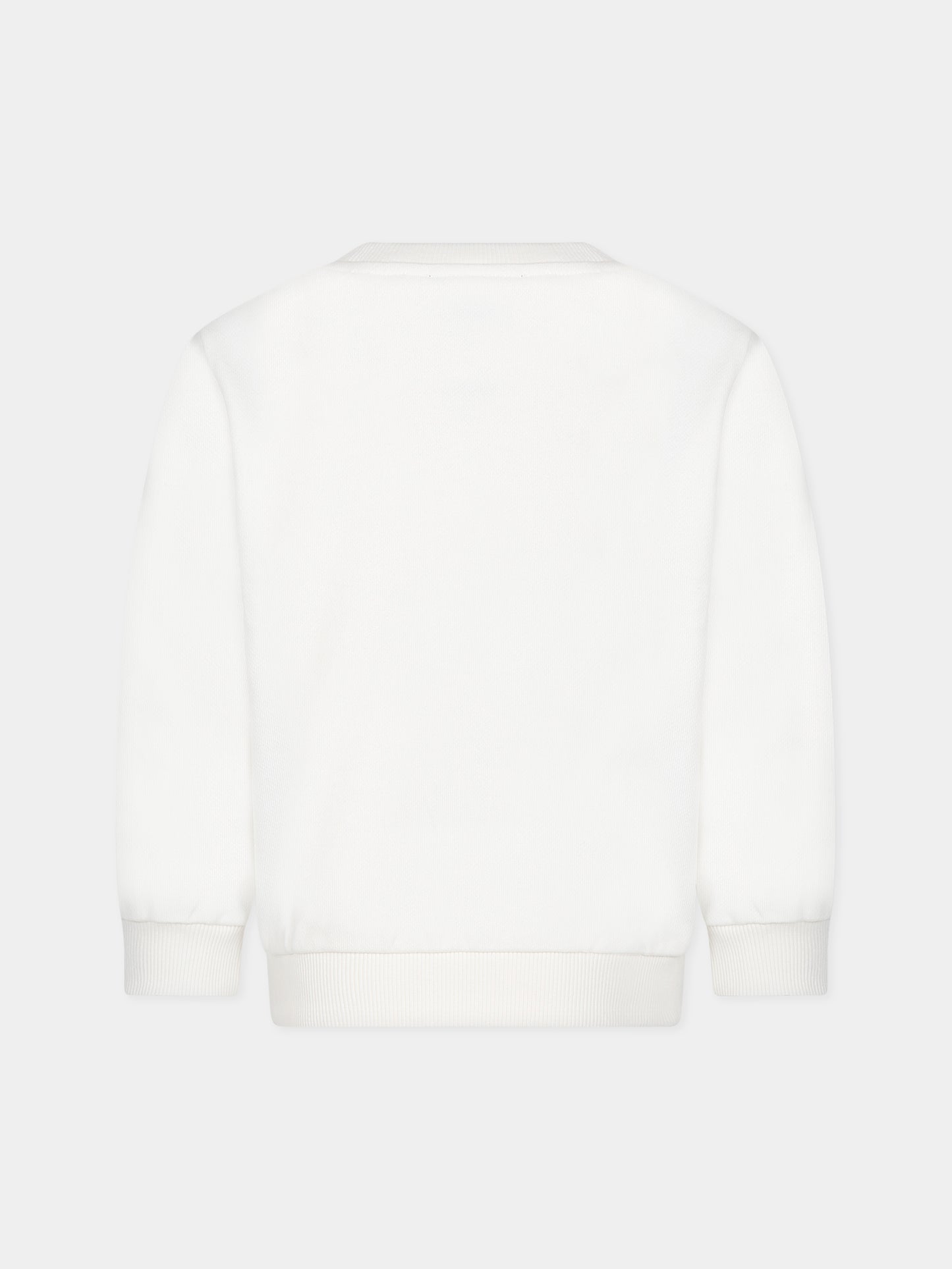 Felpa bianca con iconico logo metalizzato per bambina,Balmain Kids,BT4A60 Z0001 102