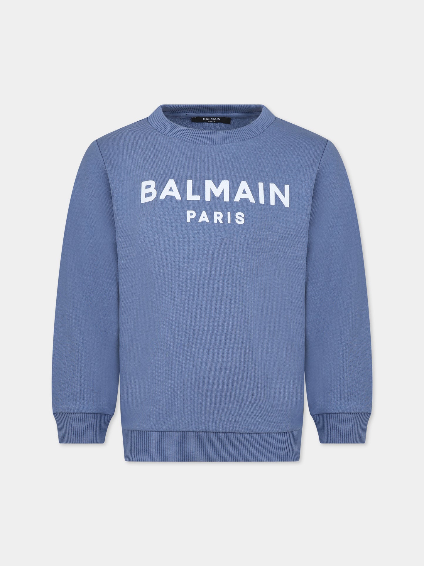 Felpa blu per bambini con logo,Balmain Kids,BT4Q80 Z0114 668