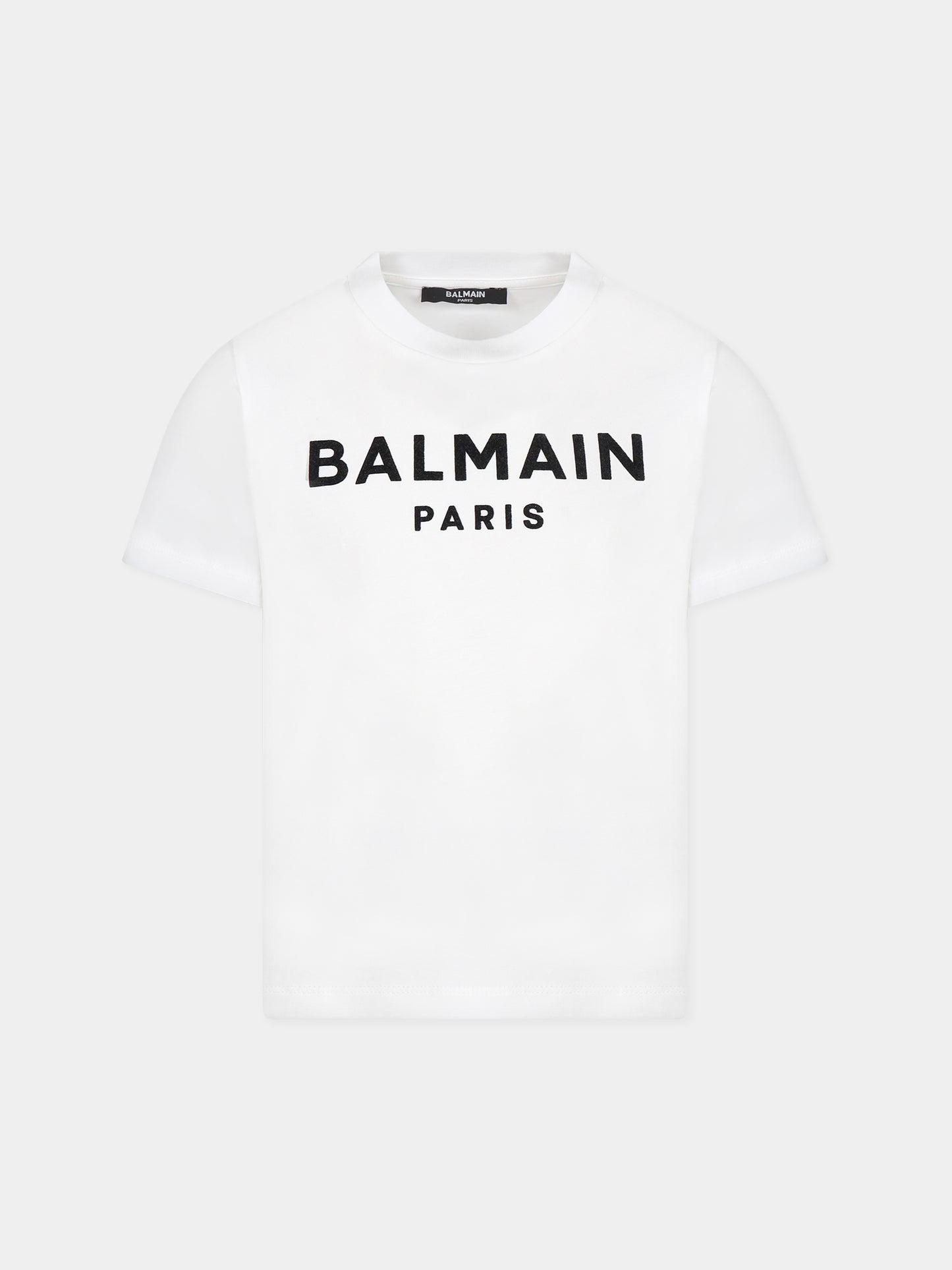 T-shirt bianca per bambini con logo,Balmain Kids,BT8Q71 Z0116 100NE