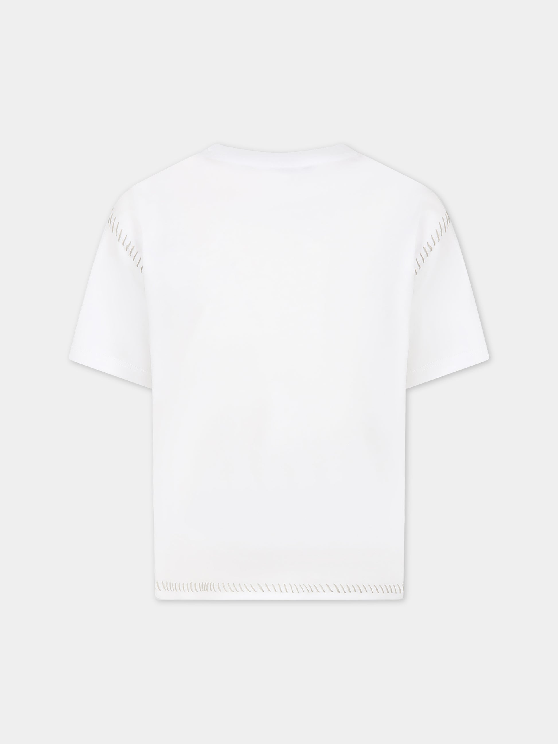 T-shirt bianca per bambini con logo,Balmain Kids,BT8Q11 Z0082 100