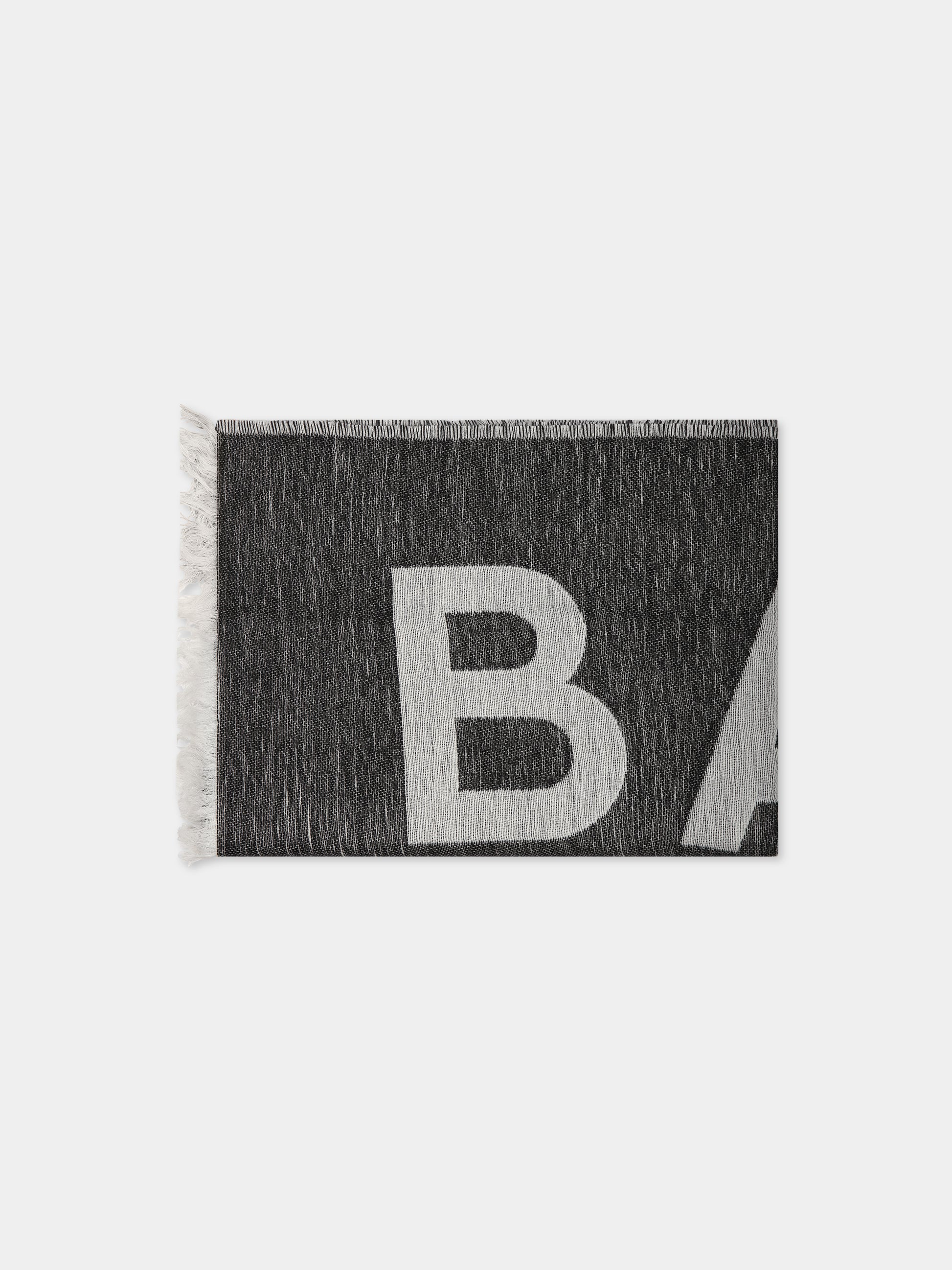 Sciarpa nera per bambini con logo,Balmain Kids,BT0Q83 Z1664 930BC