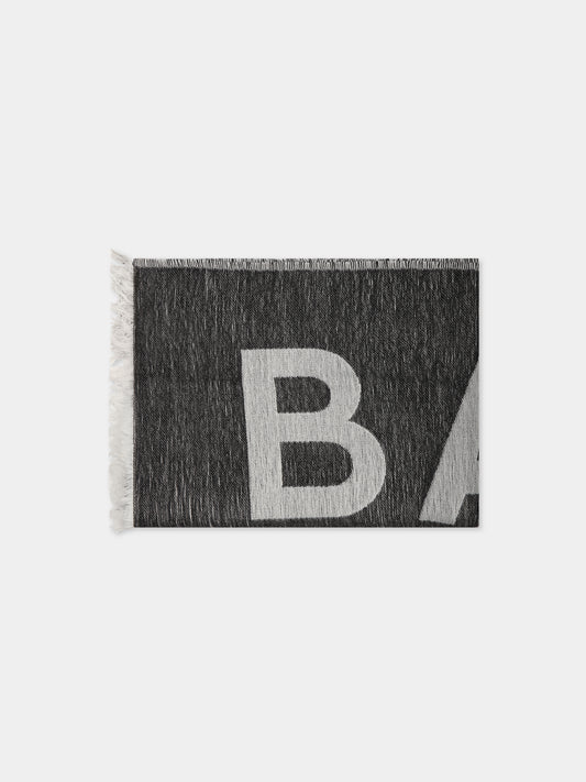 Sciarpa nera per bambini con logo,Balmain Kids,BT0Q83 Z1664 930BC