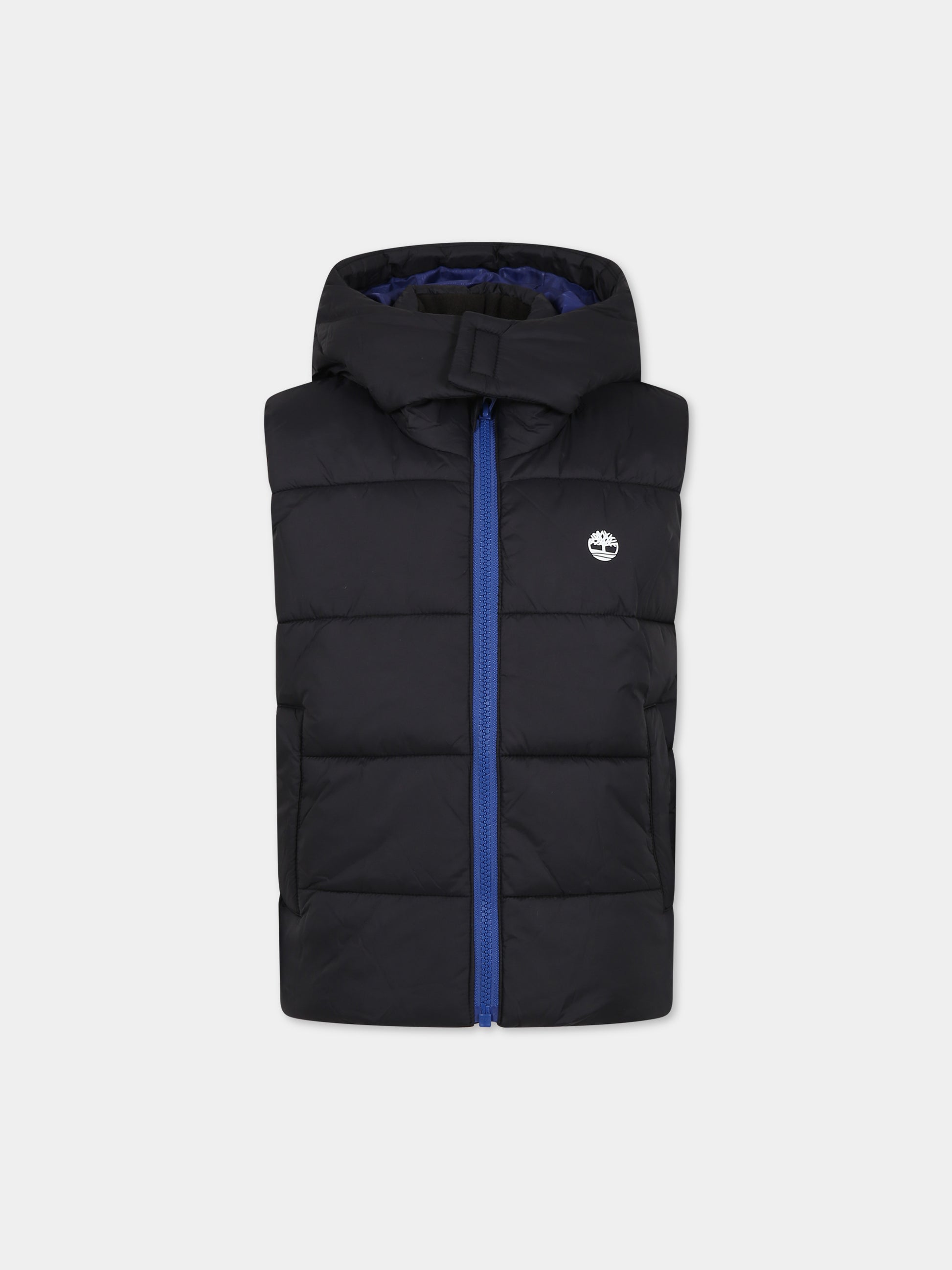 Gilet nero per bambino con logo,Timberland,T26597 09B