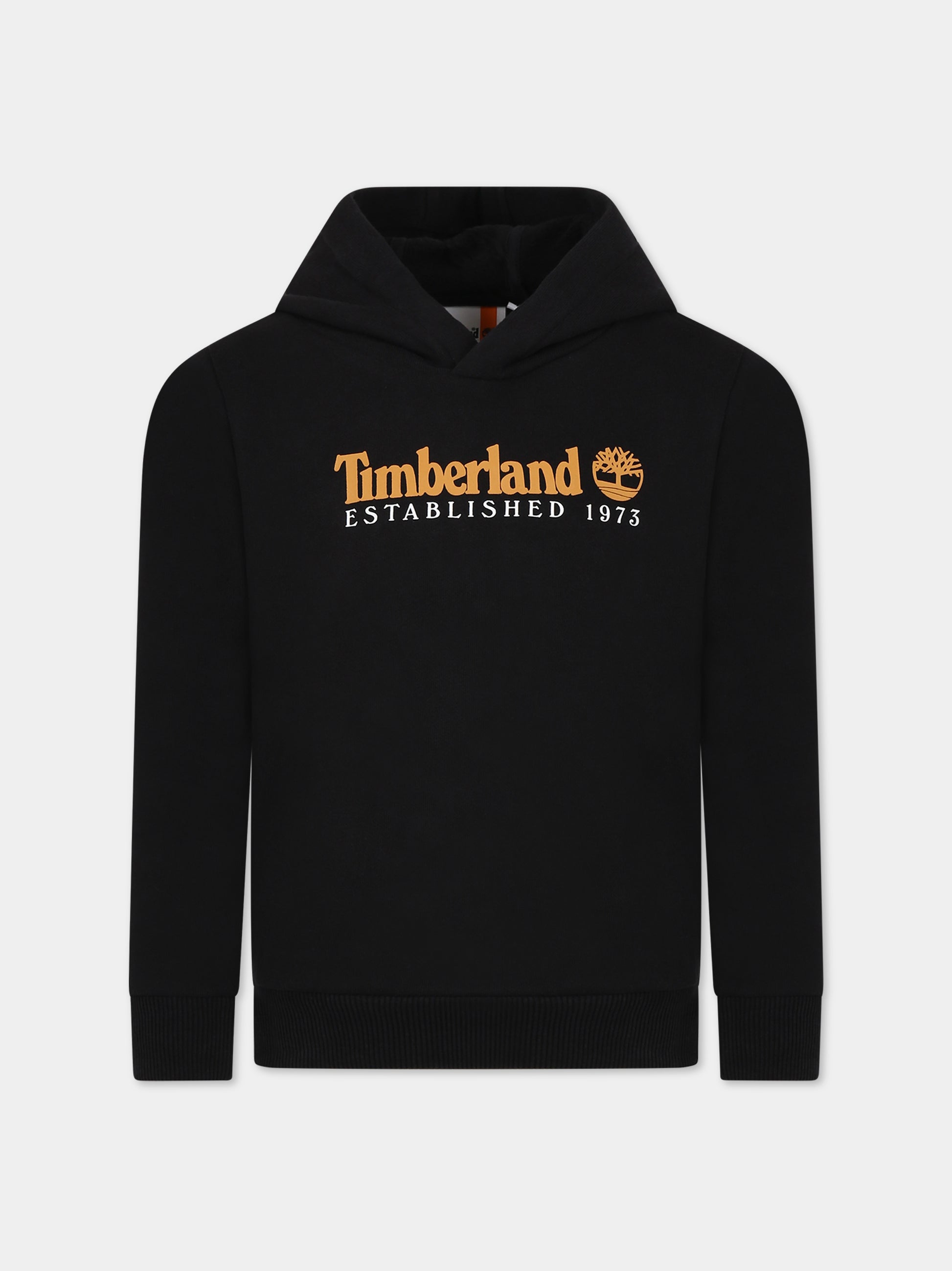 Felpa nera per bambino con logo,Timberland,T25U56 09B