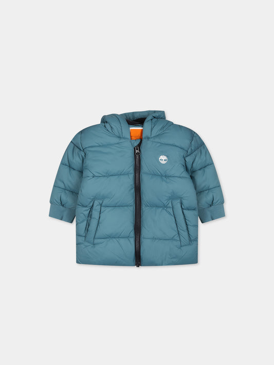 Bomber azzurro per neonato con logo,Timberland,T60014 875