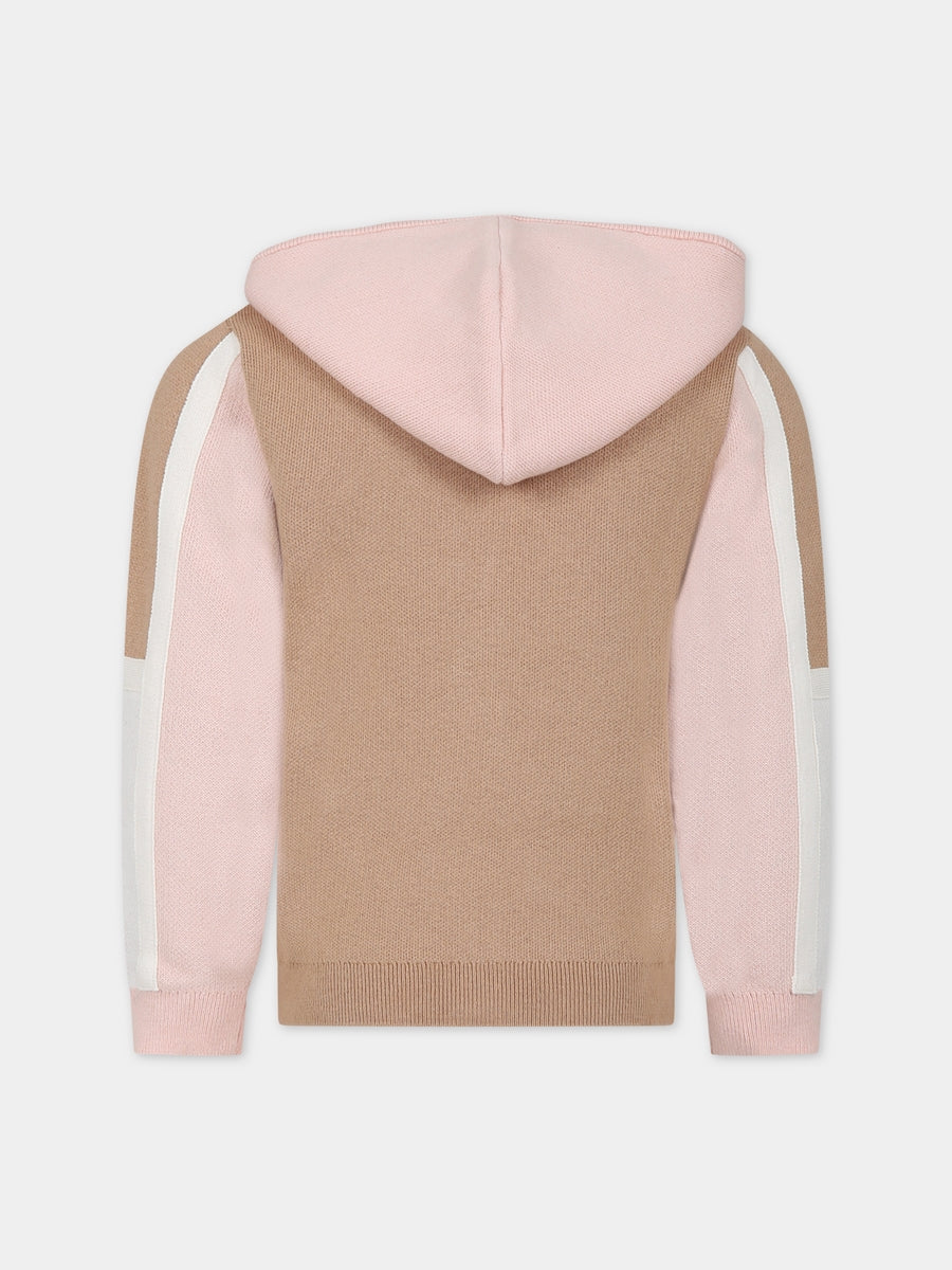 Cardigan beige per bambina con logo,Chloé Kids,C15E14 231