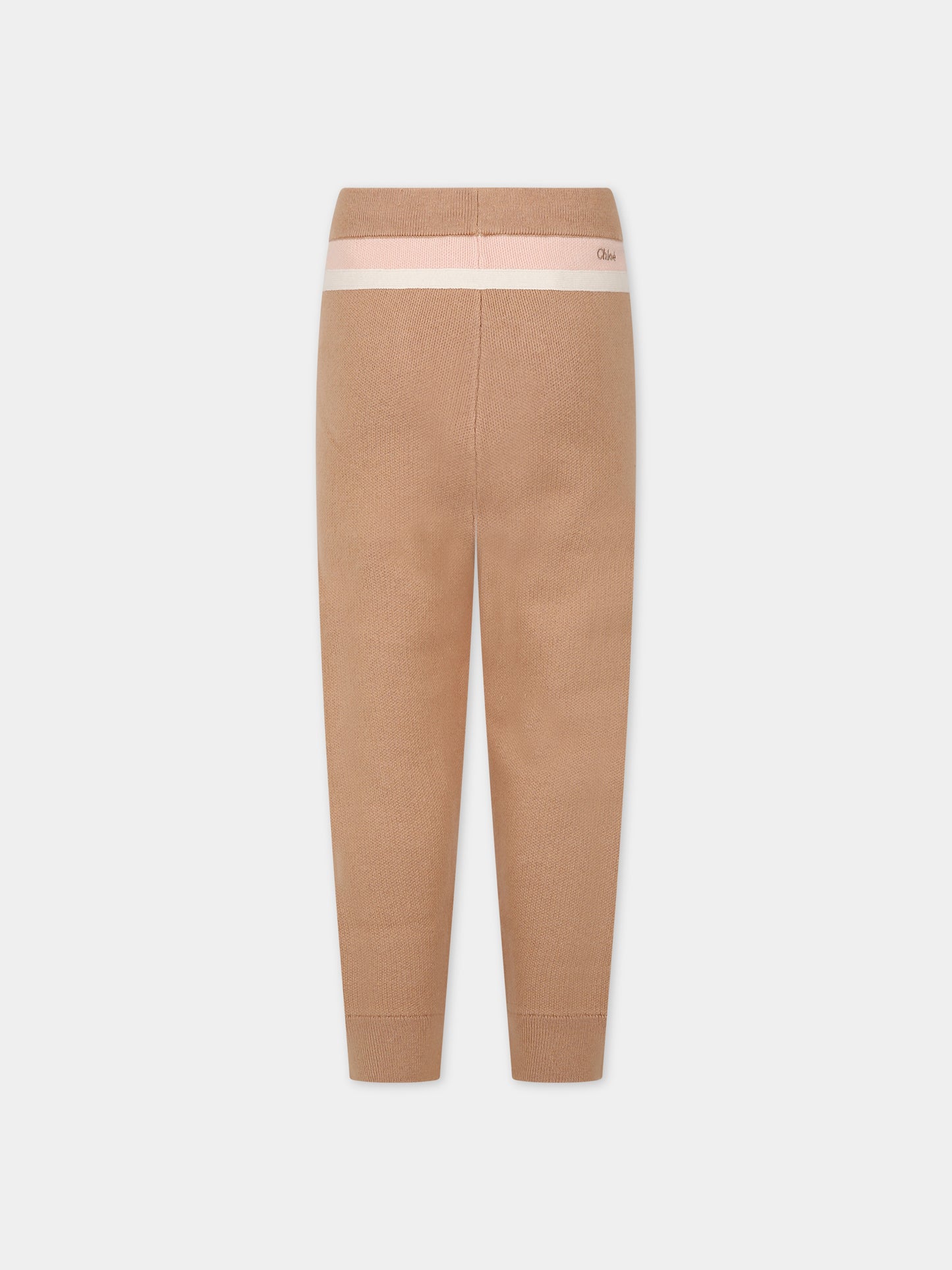 Pantalone casual beige per bambina con logo,Chloé Kids,C14749 231