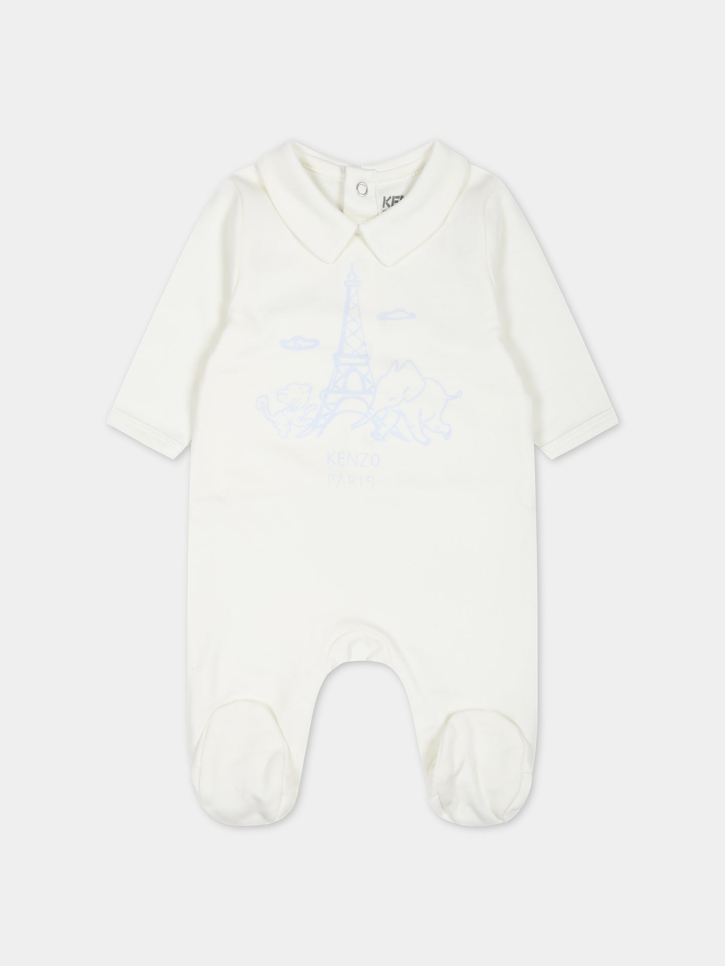 Set celeste per neonato con stampa e logo,Kenzo Kids,K98144 771