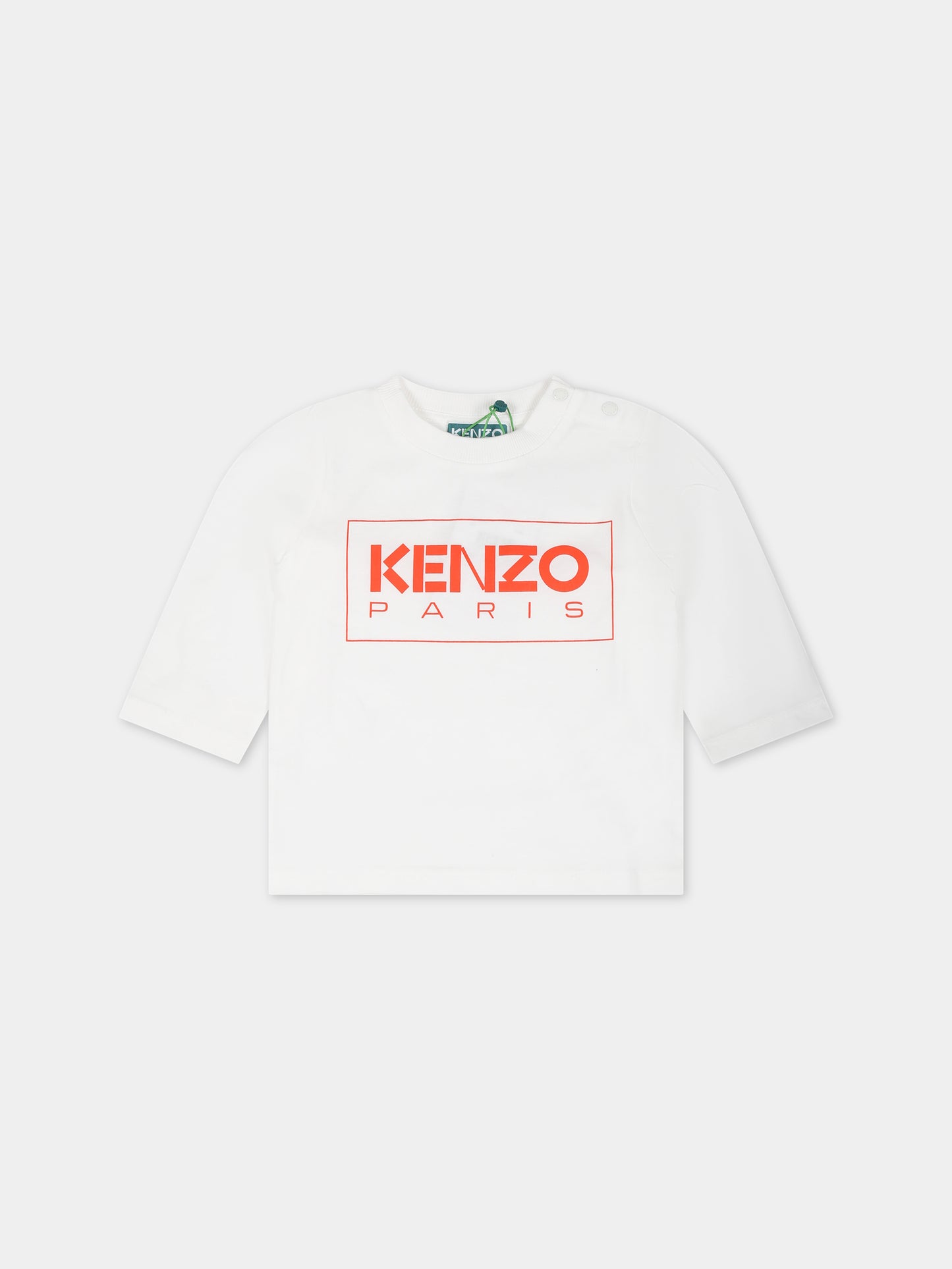 T-shirt bianca per neonati con logo,Kenzo Kids,K05529 12P