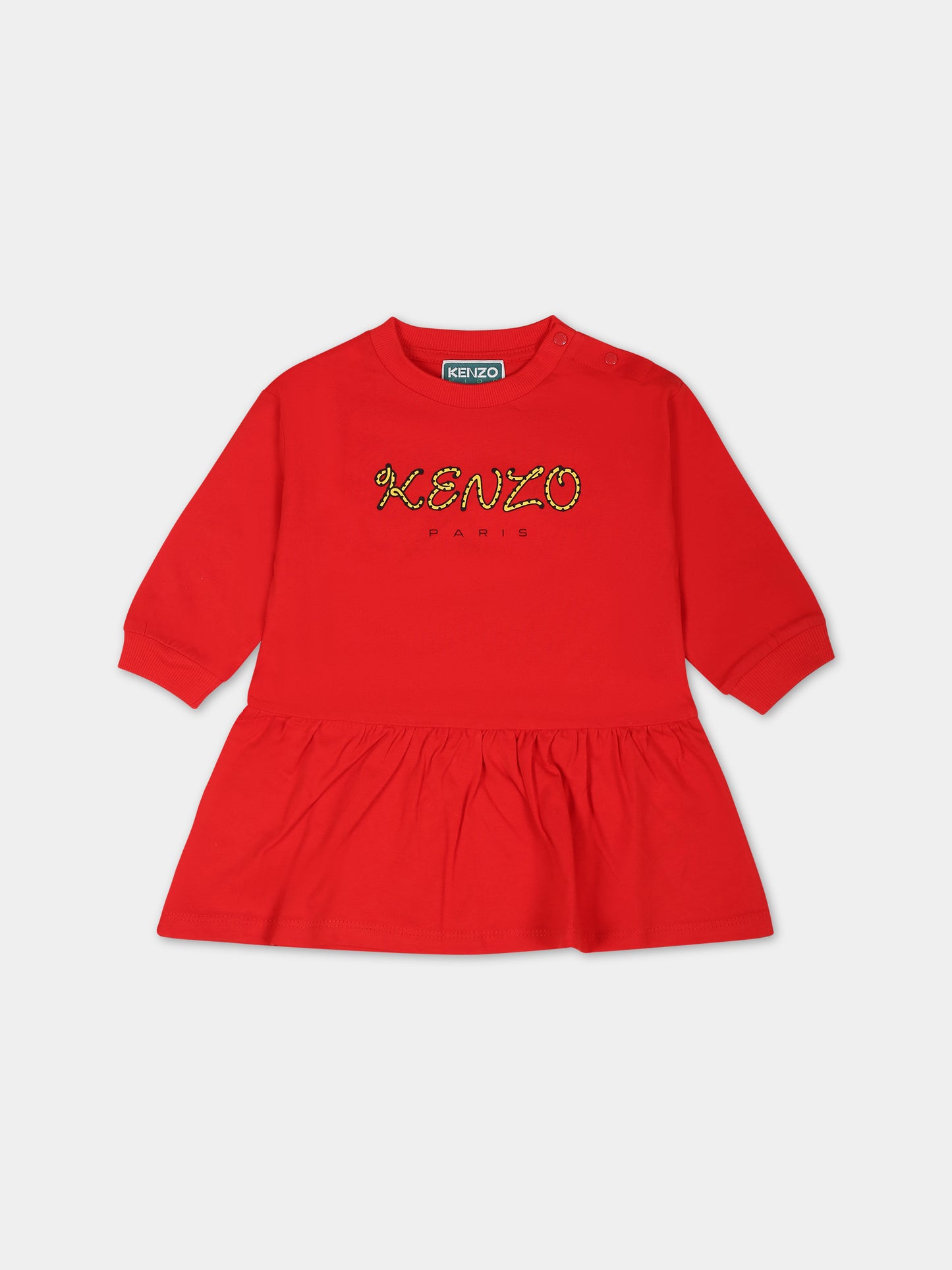 Vestito rosso per neonata con logo,Kenzo Kids,K02105 990