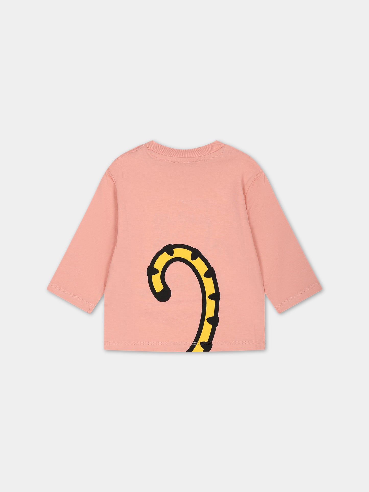 T-shirt rosa per neonata con tigre e logo,Kenzo Kids,K05512 43G