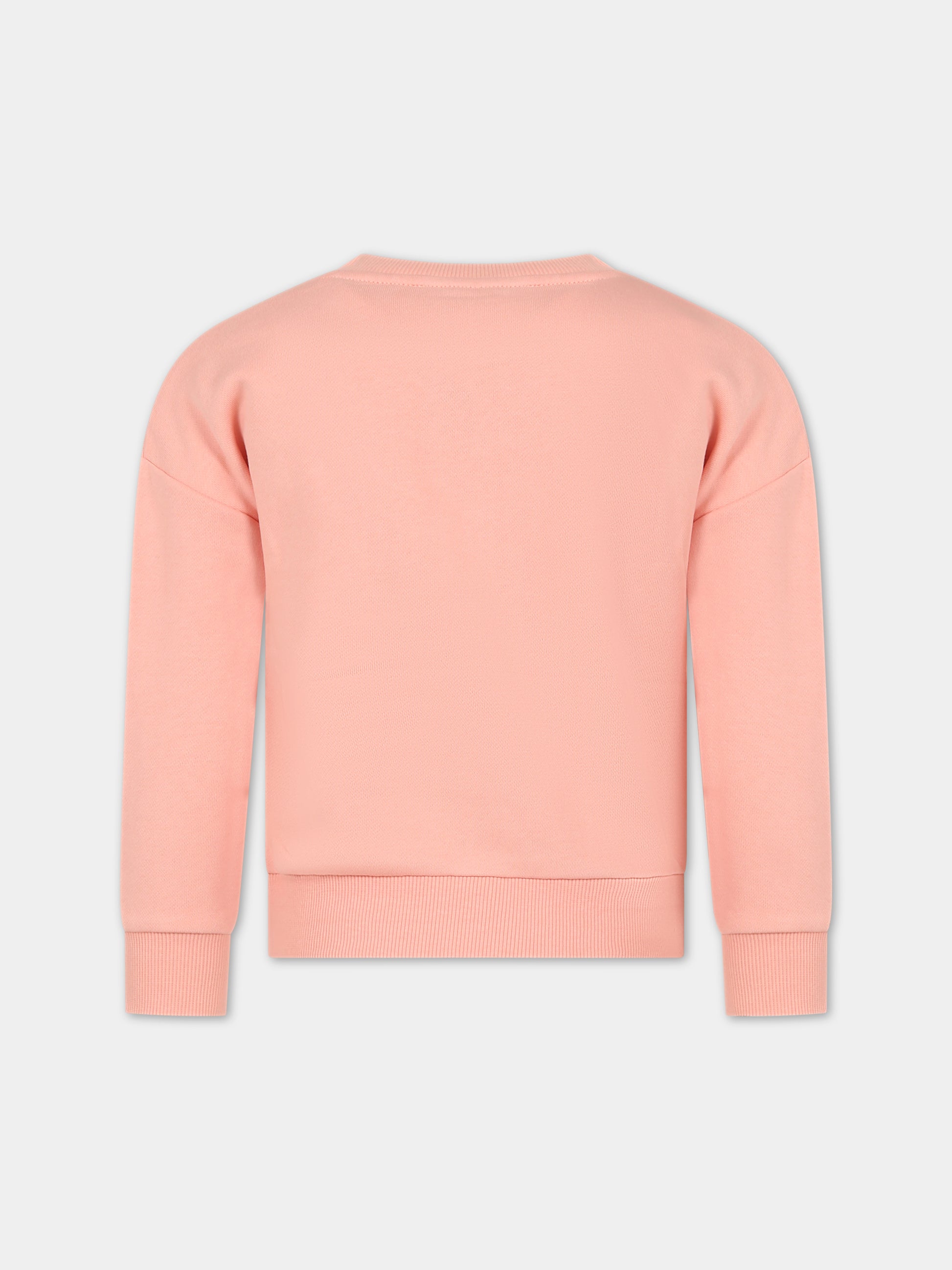 Felpa rosa per bambina con logo,Kenzo Kids,K15687 43G