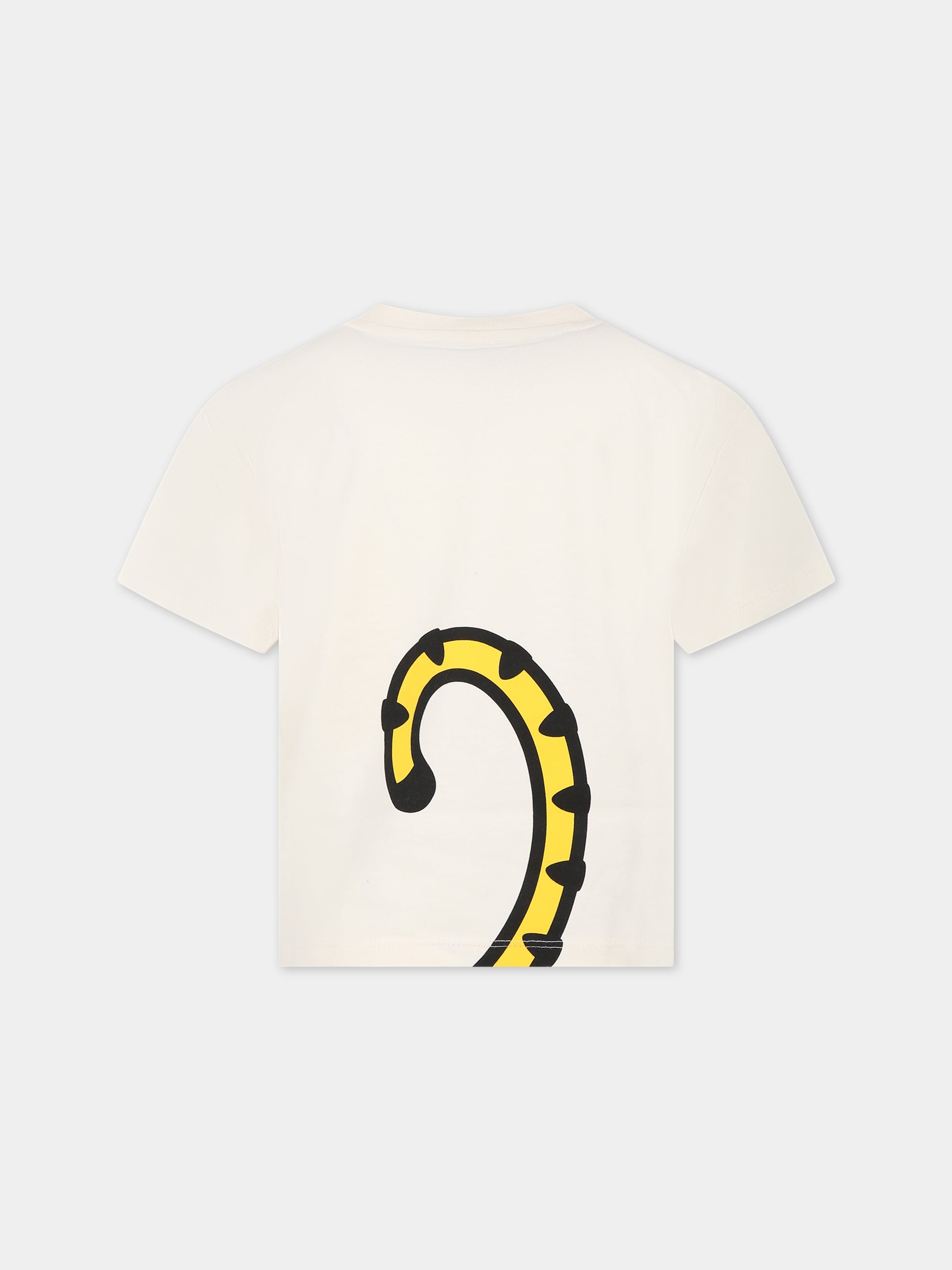 T-shirt avorio per bambini con tigre e logo,Kenzo Kids,K25855 121