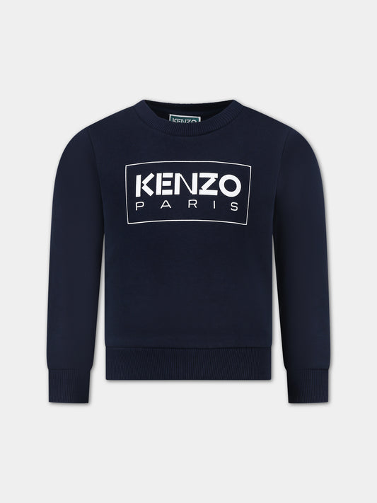 Felpa blu per bambini con logo,Kenzo Kids,K25839 84A