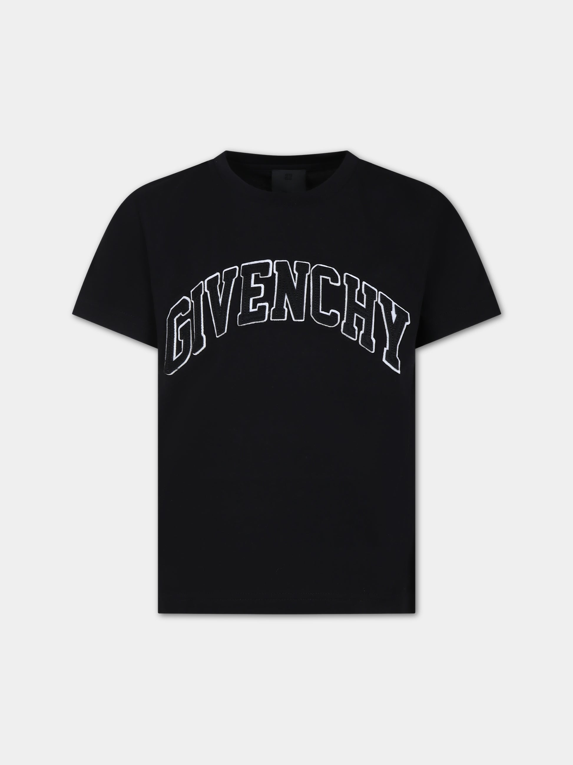 T-shirt nera per bambini con logo,Givenchy Kids,H25460 09B