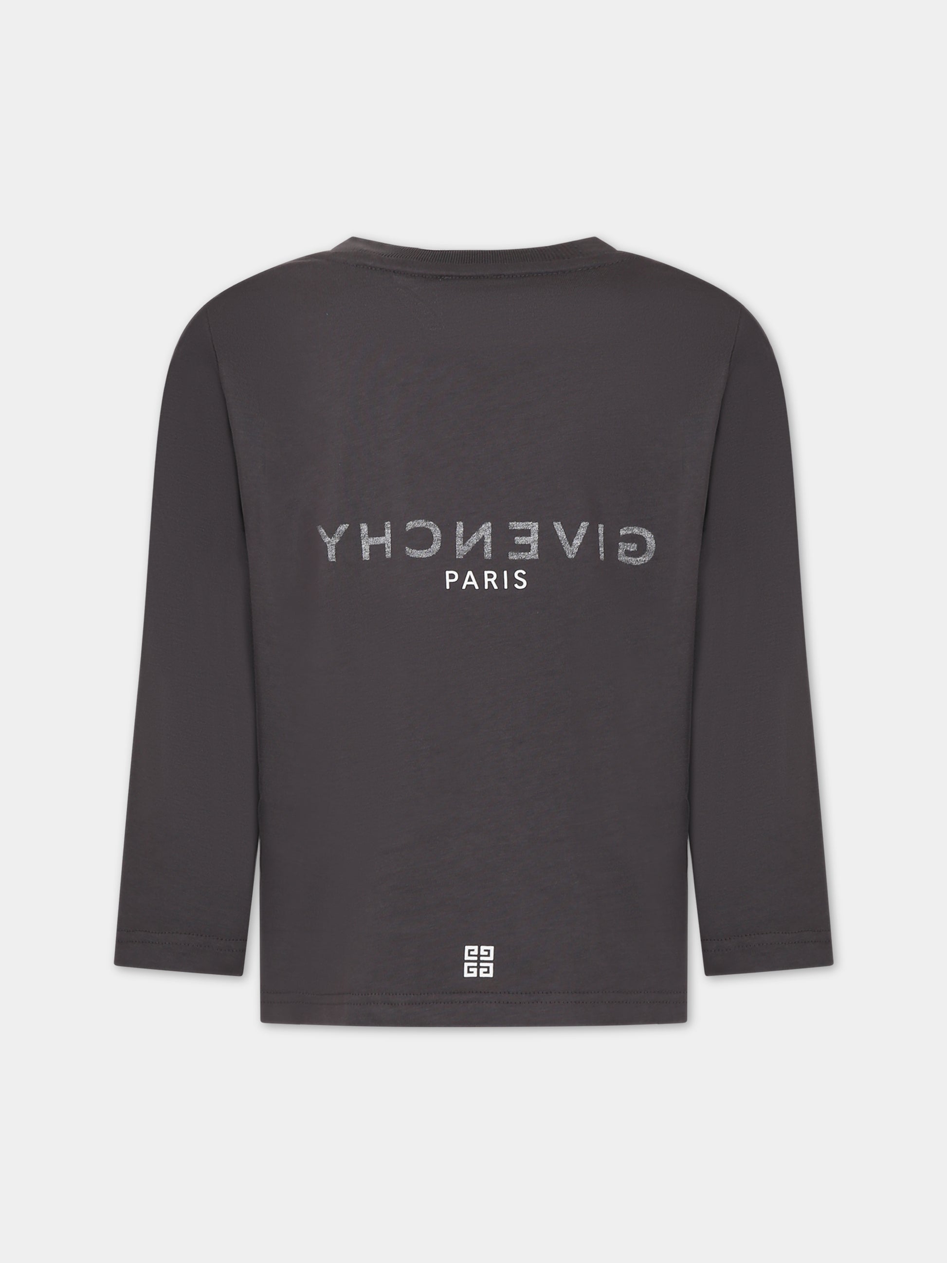 T-shirt grigia per bambini con logo,Givenchy Kids,H25448 070