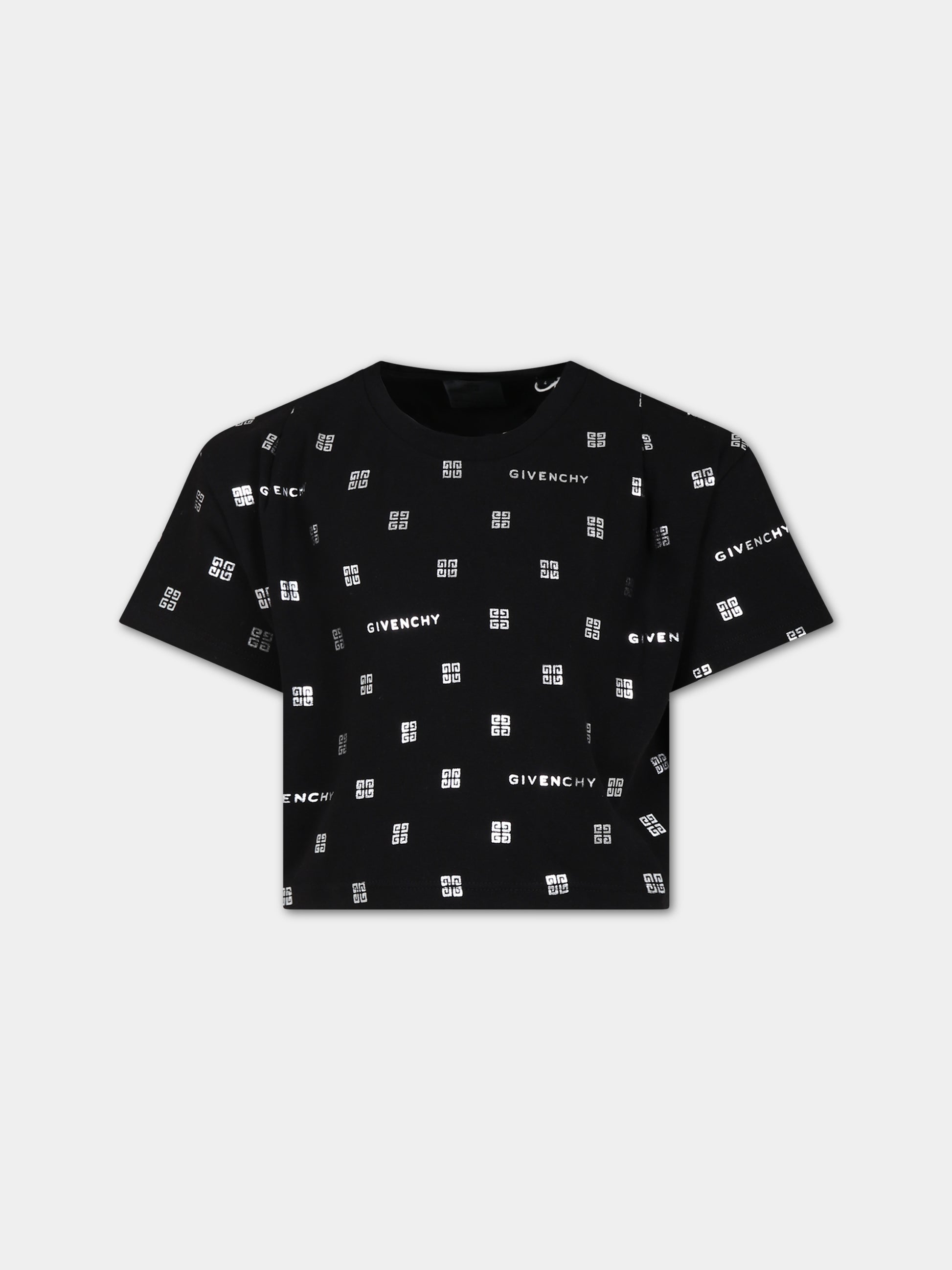T-shirt nera per bambina con logo,Givenchy Kids,H15344 09B