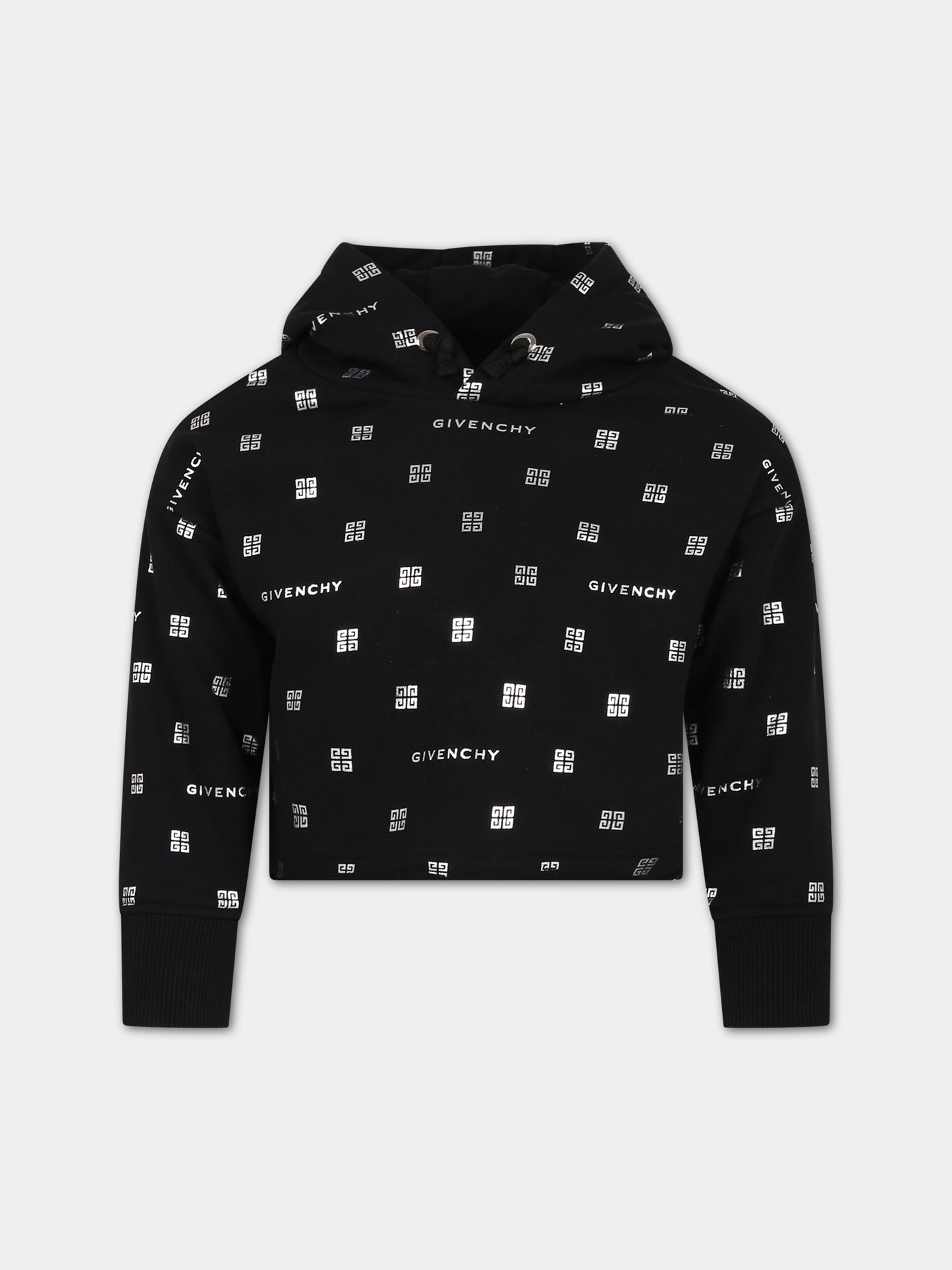 Felpa nera per bambina con logo,Givenchy Kids,H15350 09B