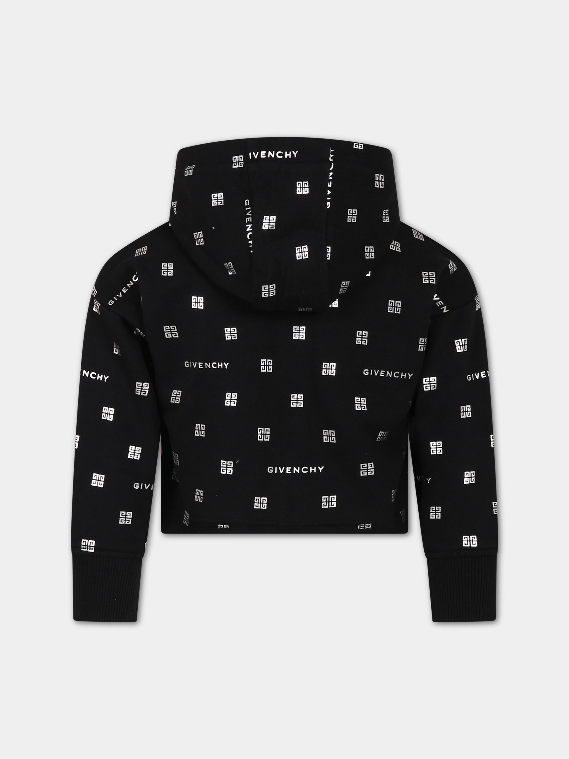 Felpa nera per bambina con logo,Givenchy Kids,H15350 09B
