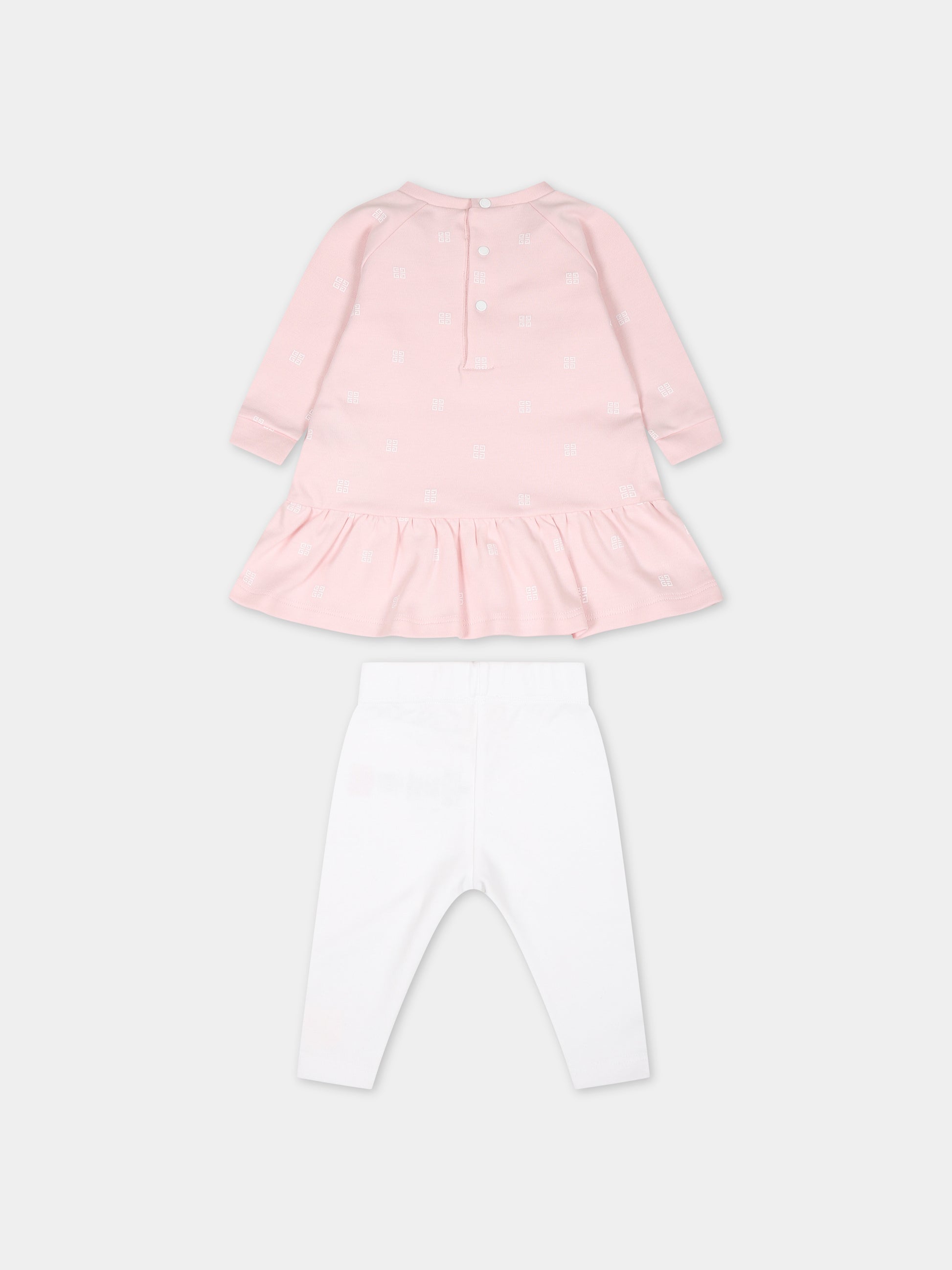 Completo rosa per neonata con logo,Givenchy Kids,H98183 44Z