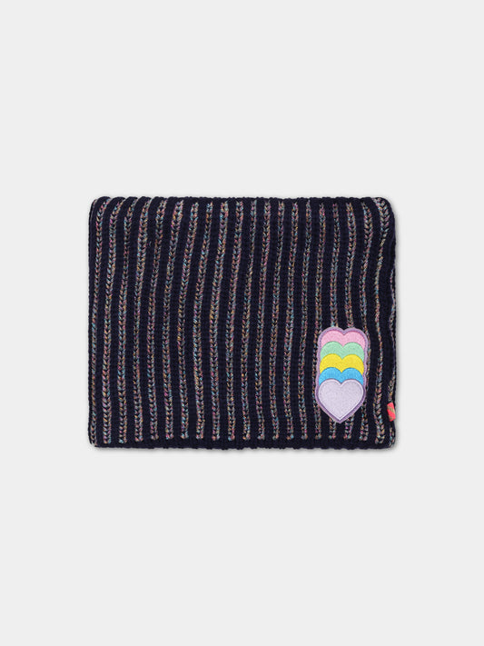 Sciarpa blu per bambina con cuori,Billieblush,U11152 85T