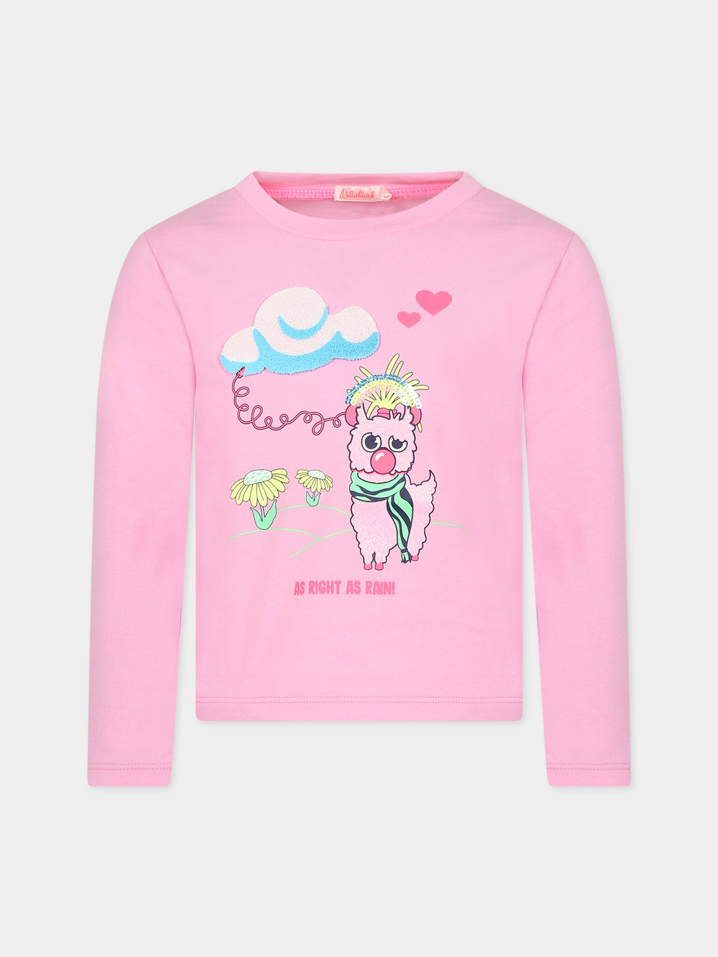 T-shirt rosa per bambina con lama,Billieblush,U15C02 47C