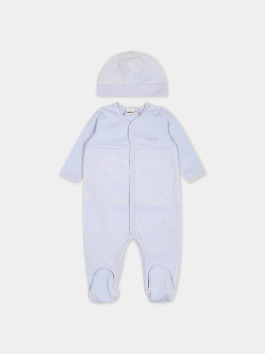 Set celeste per neonato con logo,Boss,J98433 771