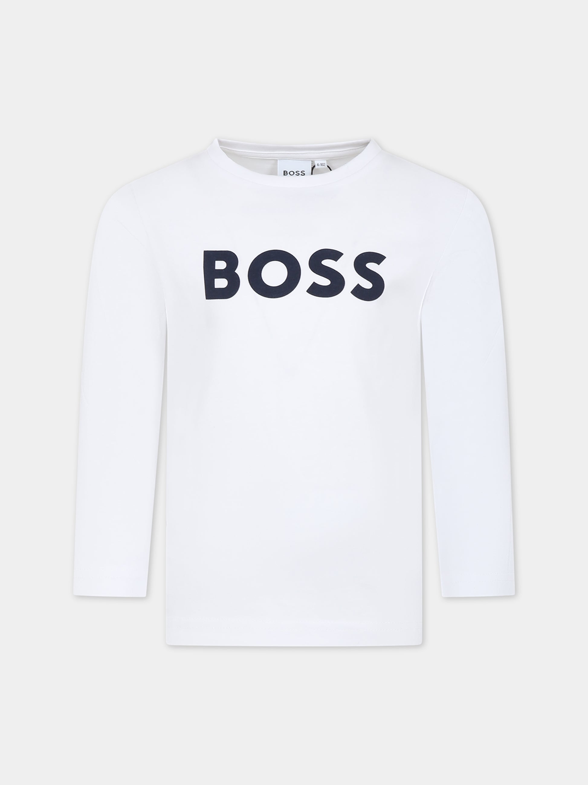 T-shirt bianca per bambino con logo,Boss,J25P25 10P