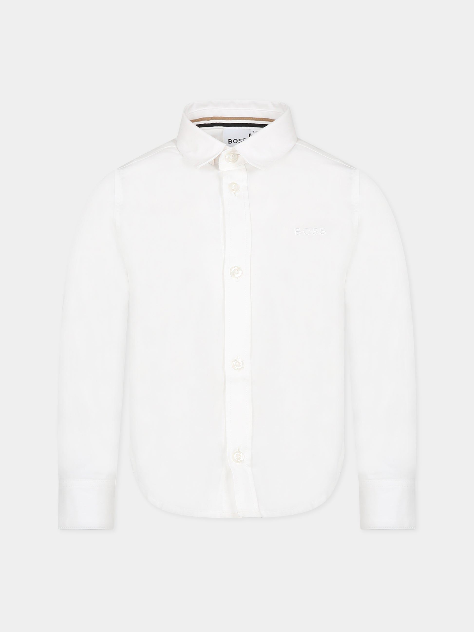 Camicia bianca per bambino con logo,Boss,J25Q01 10P