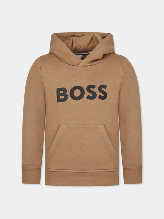 Felpa beige per bambino con logo,Boss,J25Q15 269
