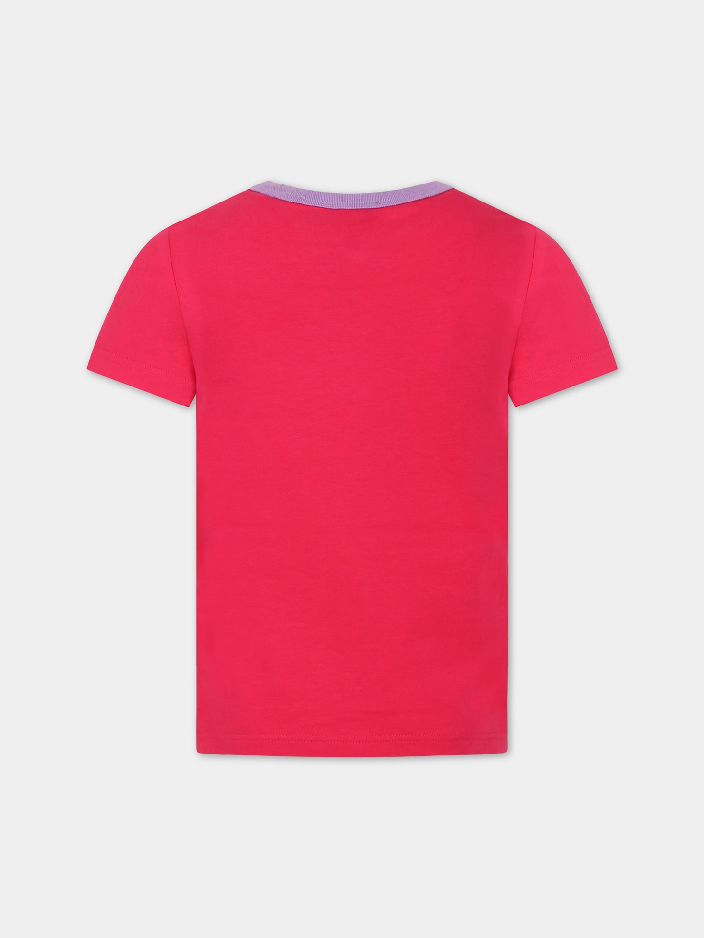 T-shirt fucsia per bambina con logo,Little Marc Jacobs,W15669 494