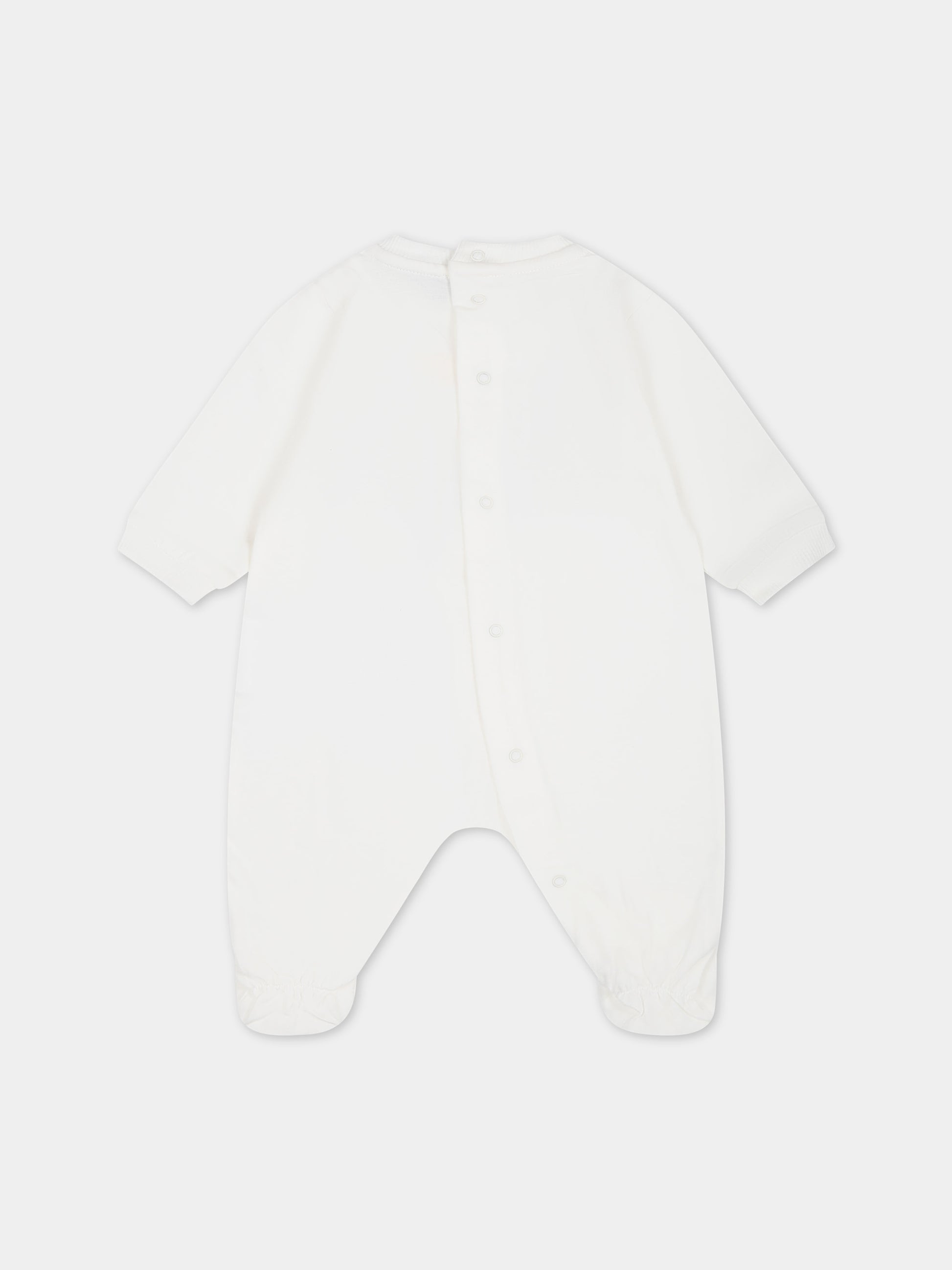 Tutina bianca per neonati con logo e stampa,Moschino Kids,MUY05L LAA10 10063