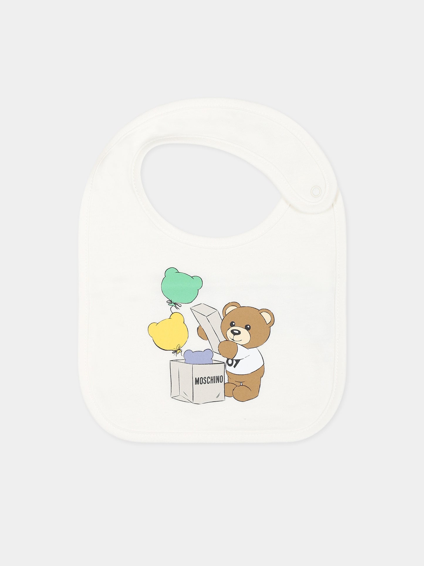 Set bianco per neonati con Teddy bear e stampa,Moschino Kids,MUY05K LCA40 10063