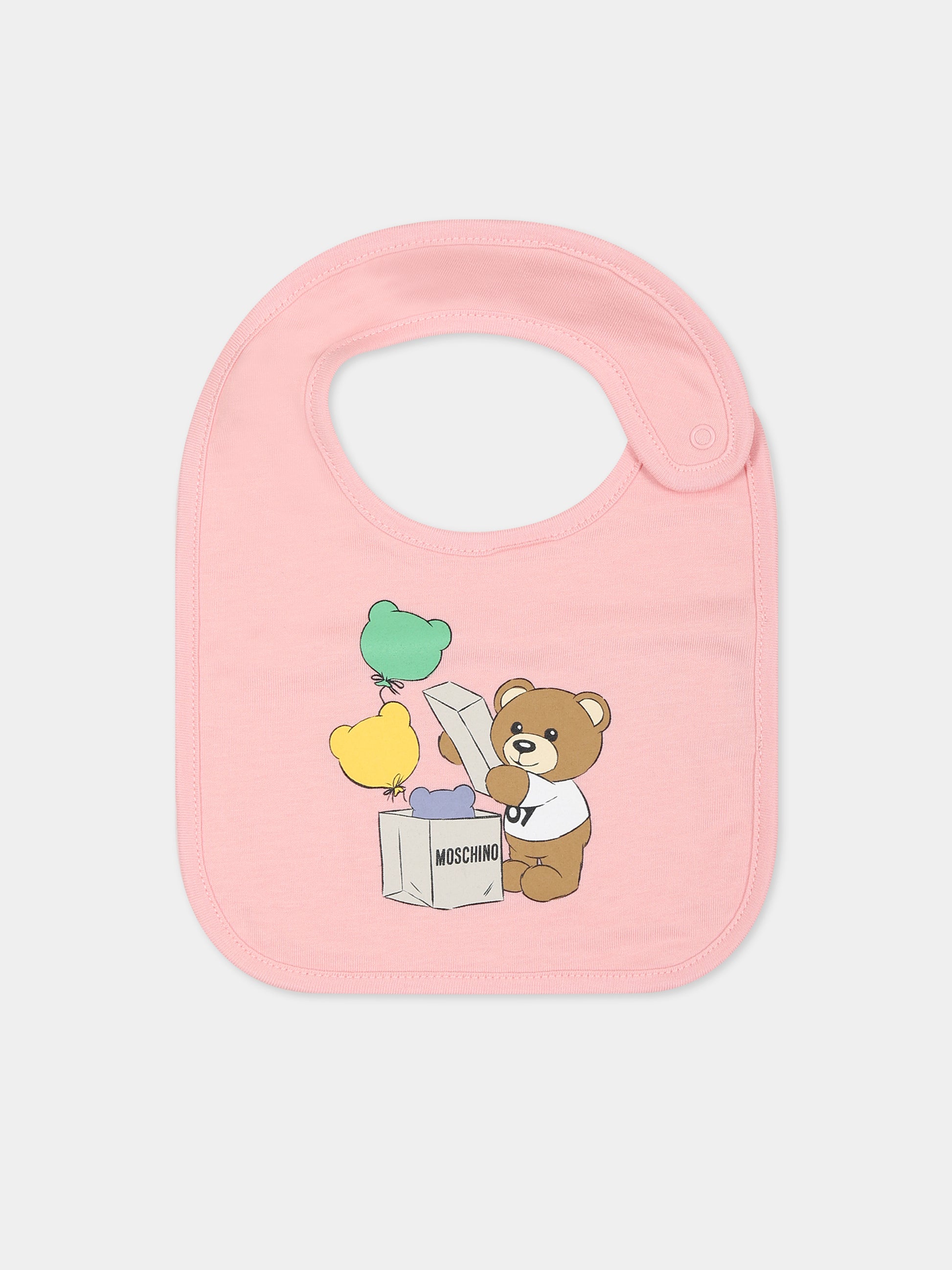 Set rosa per neonata con Teddy bear e stampa,Moschino Kids,MUY05K LCA40 50209