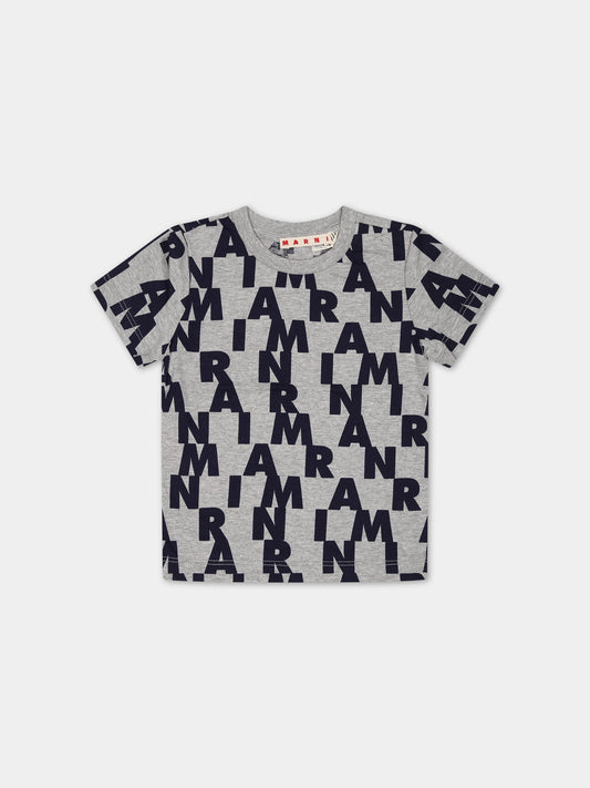 T-shirt grigia con stampa logo per neonati,Marni Kids,M00915 0M903