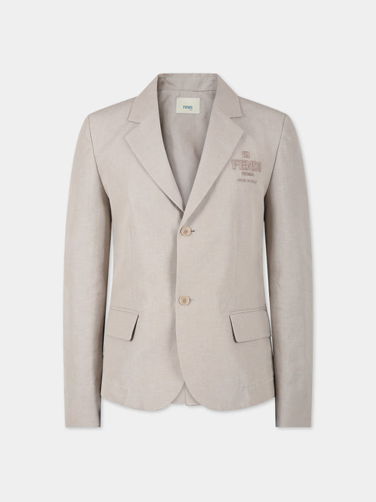 Giacca grigia per bambino con logo,Fendi Kids,JMA282 AMI4 F0QB9