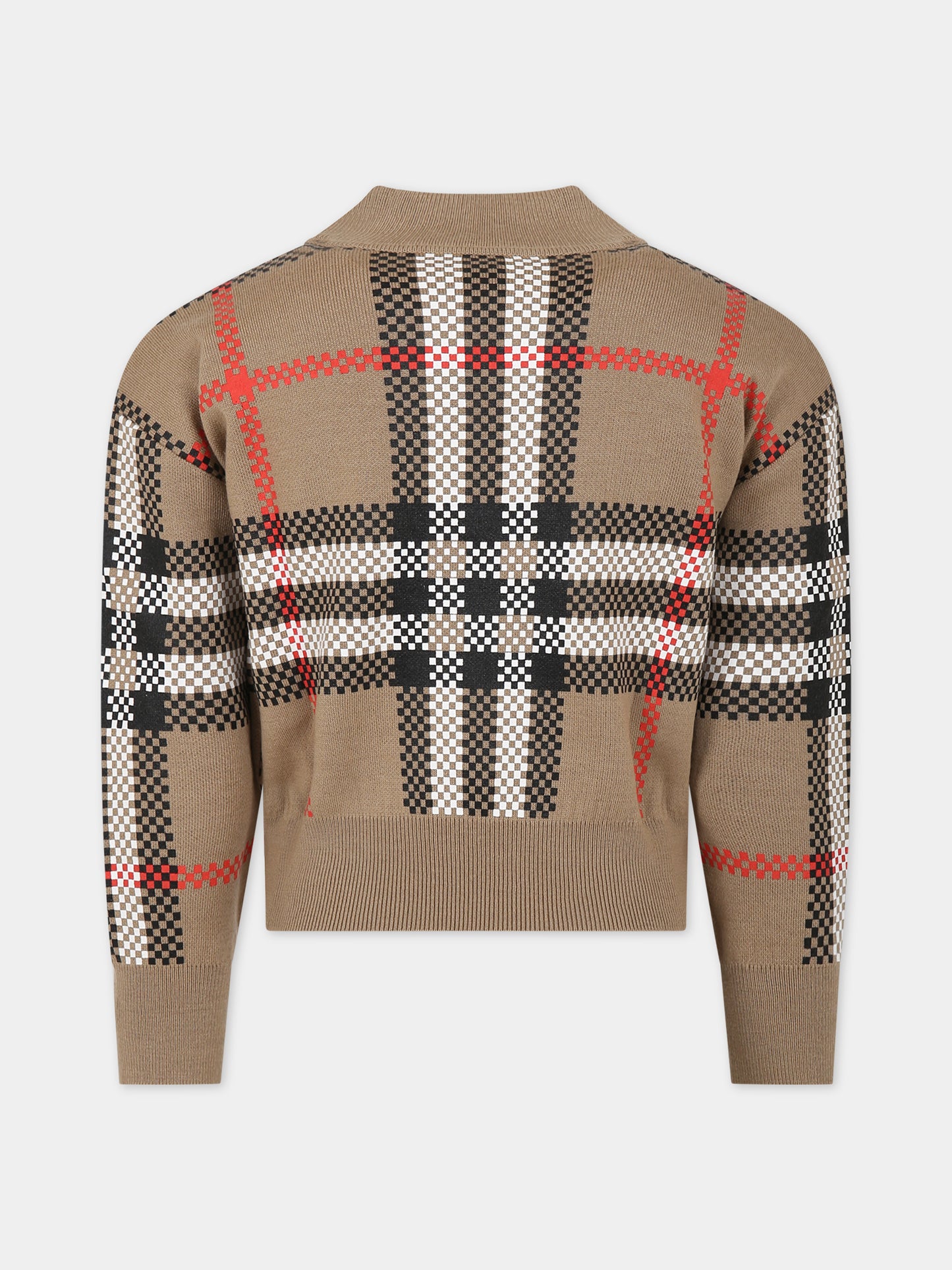 Maglione beige per bambina con iconico check vintage,Burberry Kids,8068391