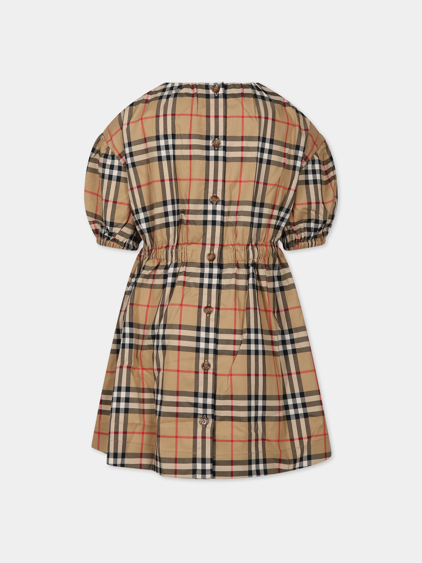 Vestito beige per bambina con iconico check,Burberry Kids,8068451