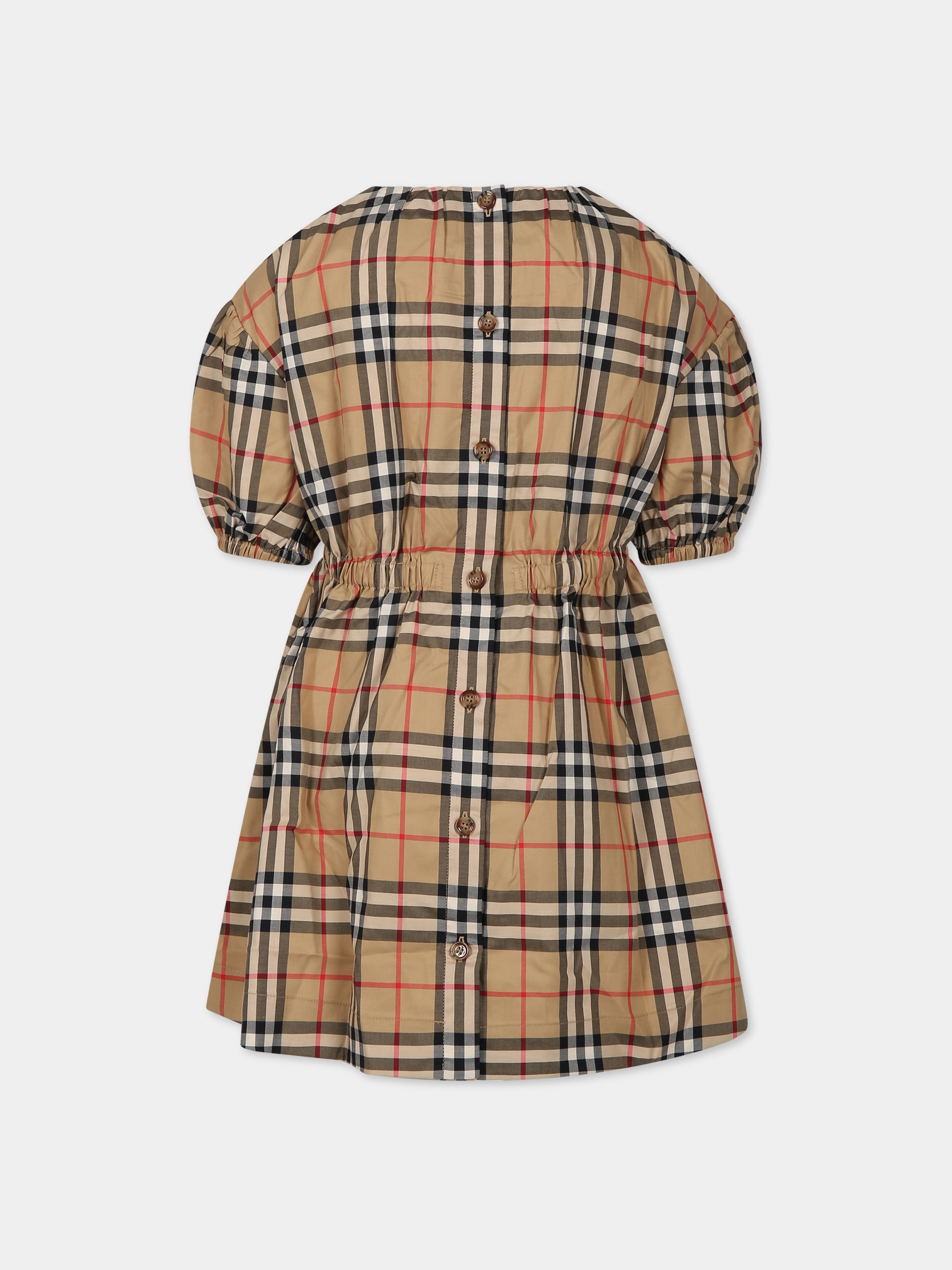 Vestito beige per bambina con iconico check,Burberry Kids,8068451