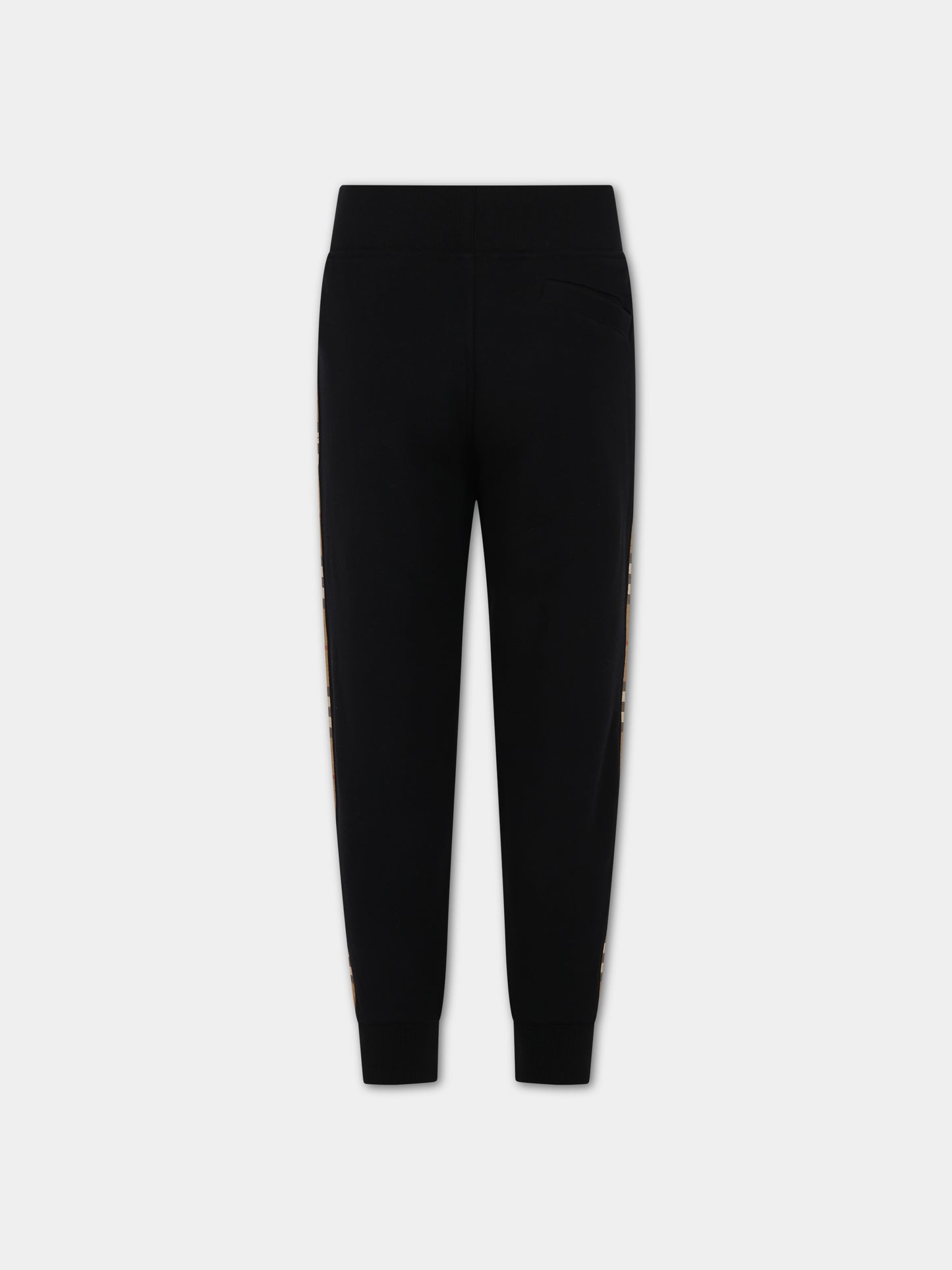 Pantaloni neri per bambino con iconico check vintage,Burberry Kids,8068431